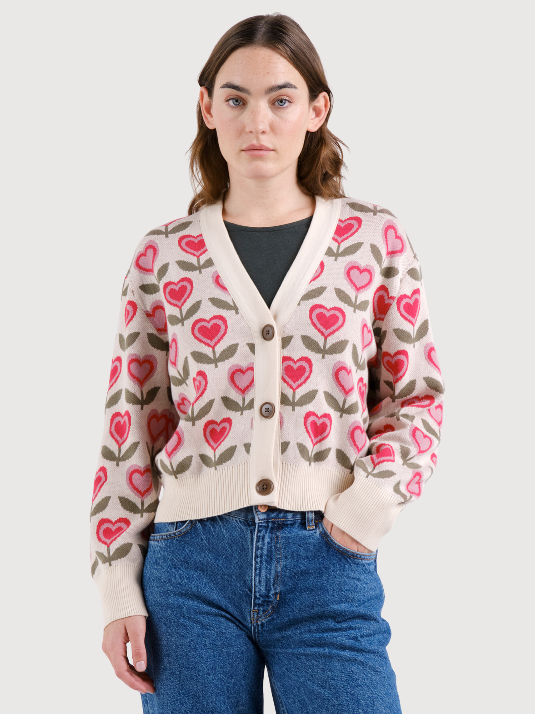 Cardigan Kanan Donna Jacquard Cuori | Dedicated