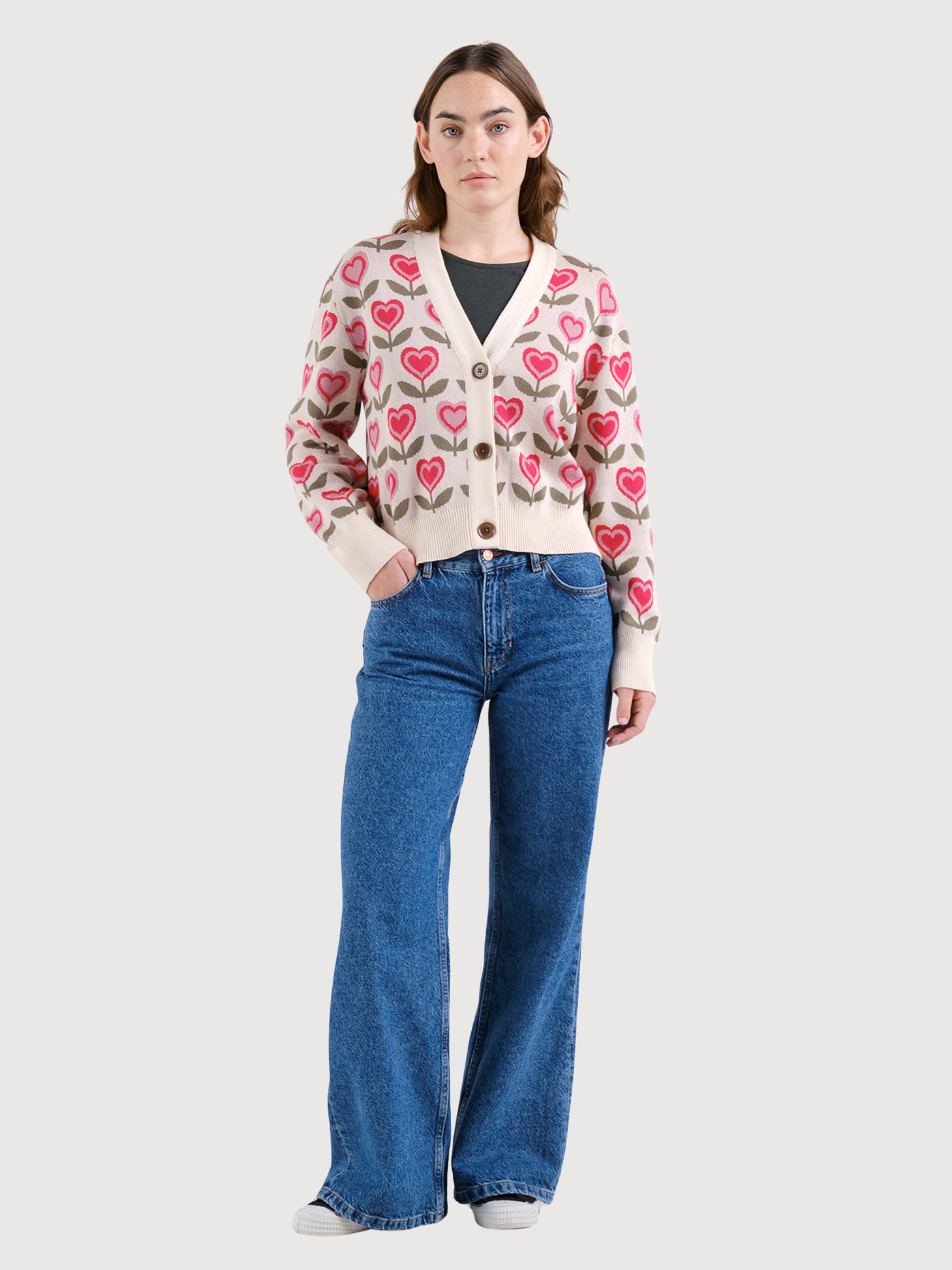 Cardigan Kanan Donna Jacquard Cuori | Dedicated