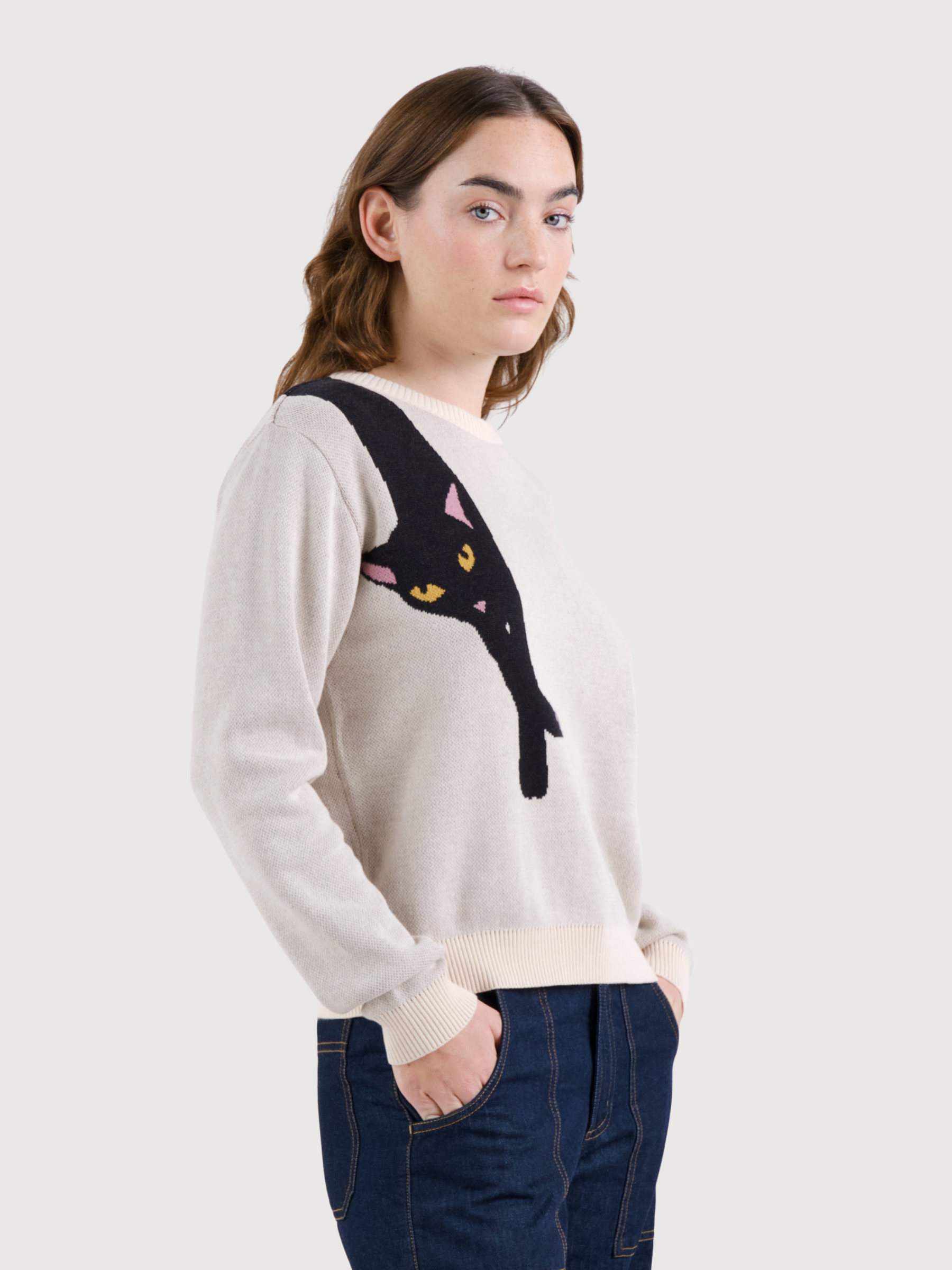 Pullover Arendal Long Cat White | Dedicated