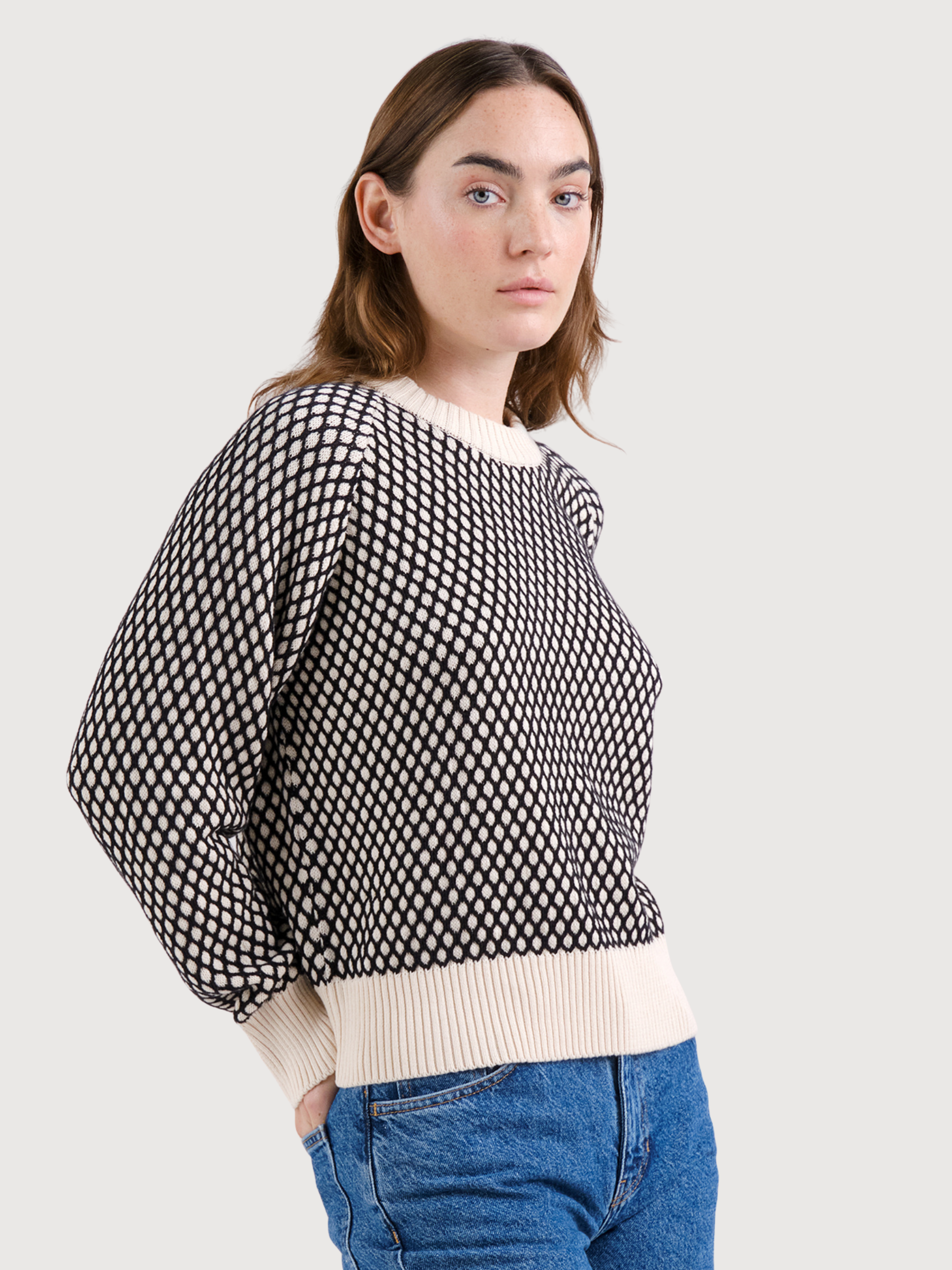Pullover Bubble Husie nero e bianco | Dedicato