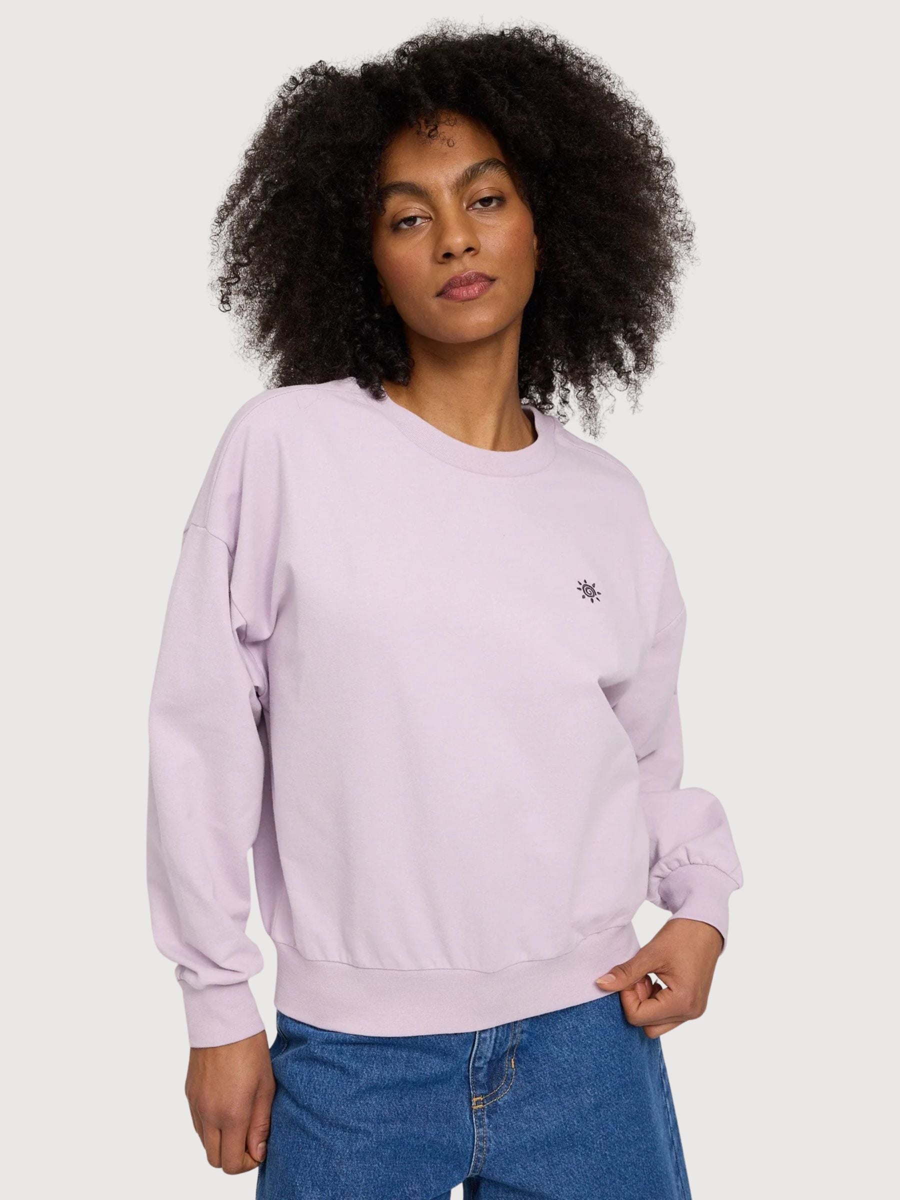 Sweatshirt mit Rückendruck, Damen, Flieder/Palme | Mazine
