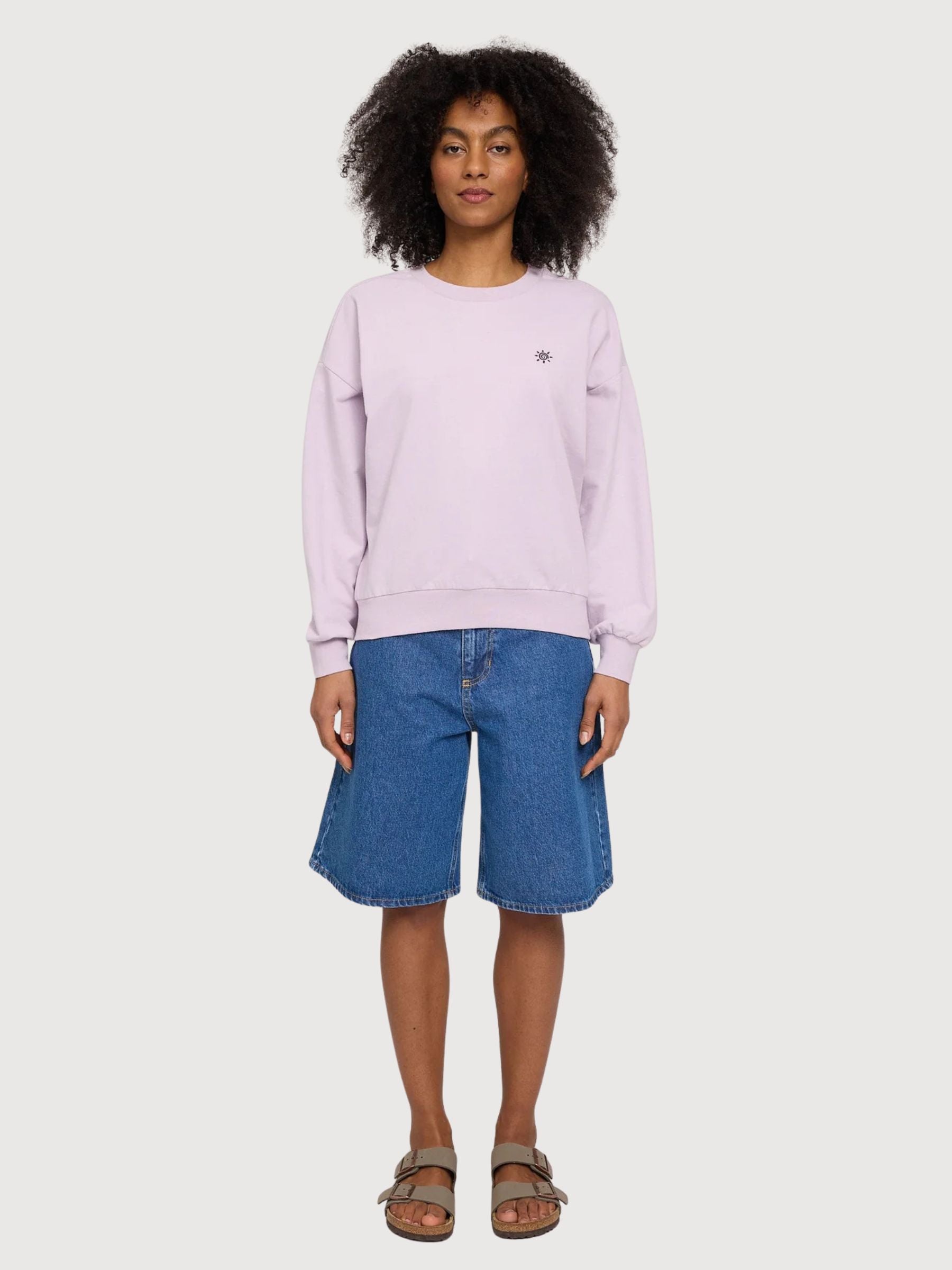 Sweatshirt mit Rückendruck, Damen, Flieder/Palme | Mazine