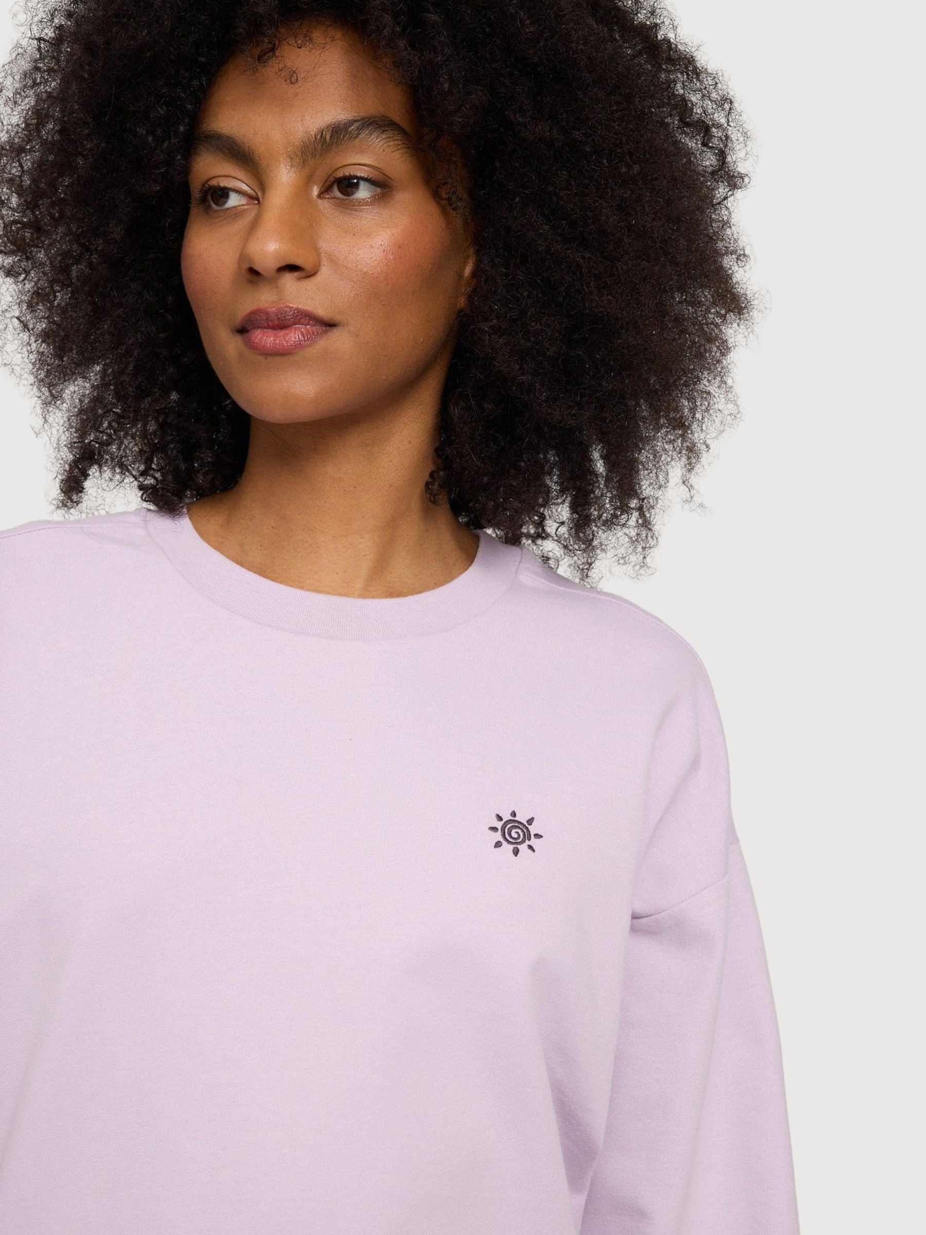 Sweatshirt mit Rückendruck, Damen, Flieder/Palme | Mazine