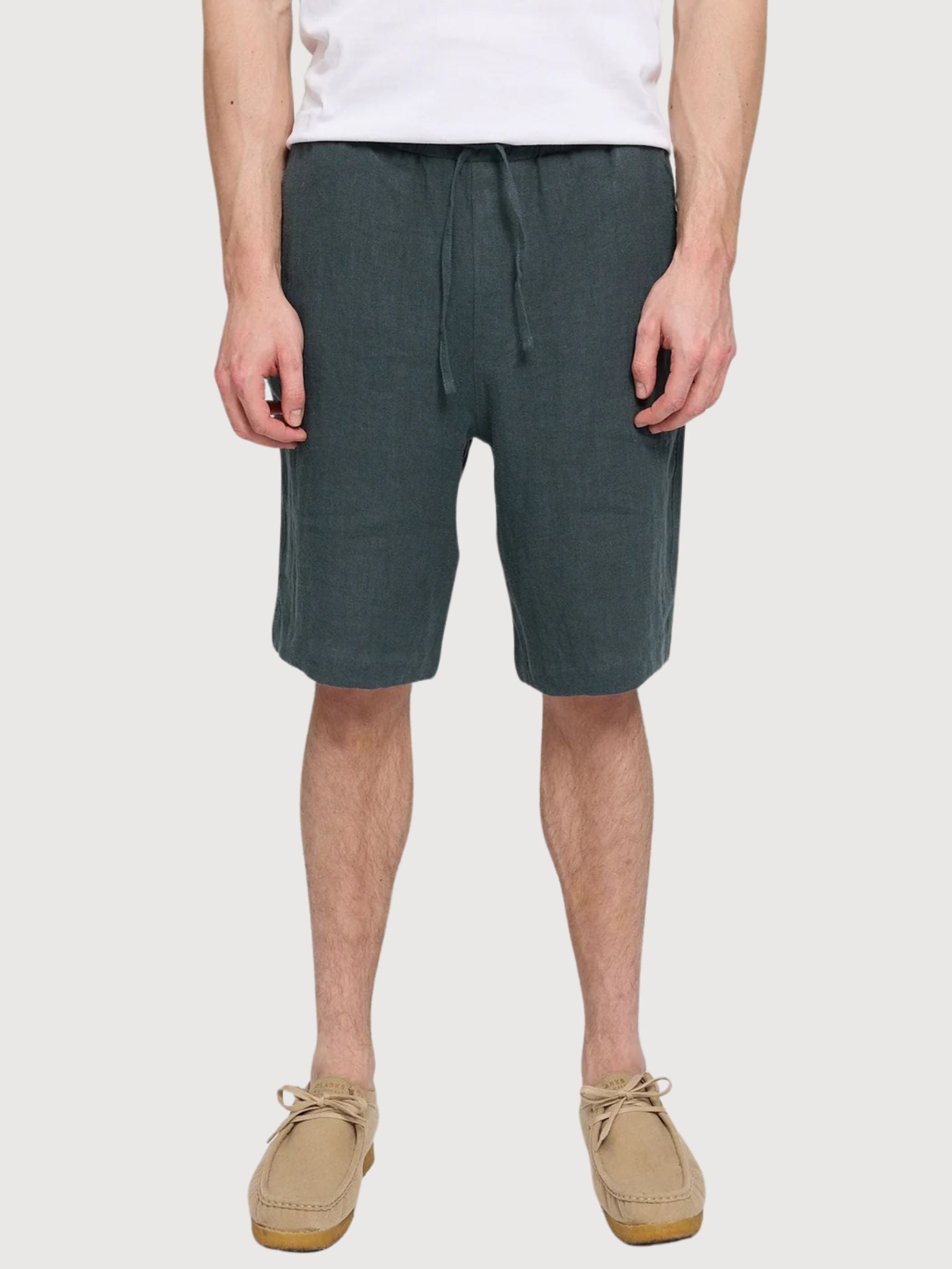 Pantaloncini in lino da uomo con elastico in vita e bottiglia | Mazine