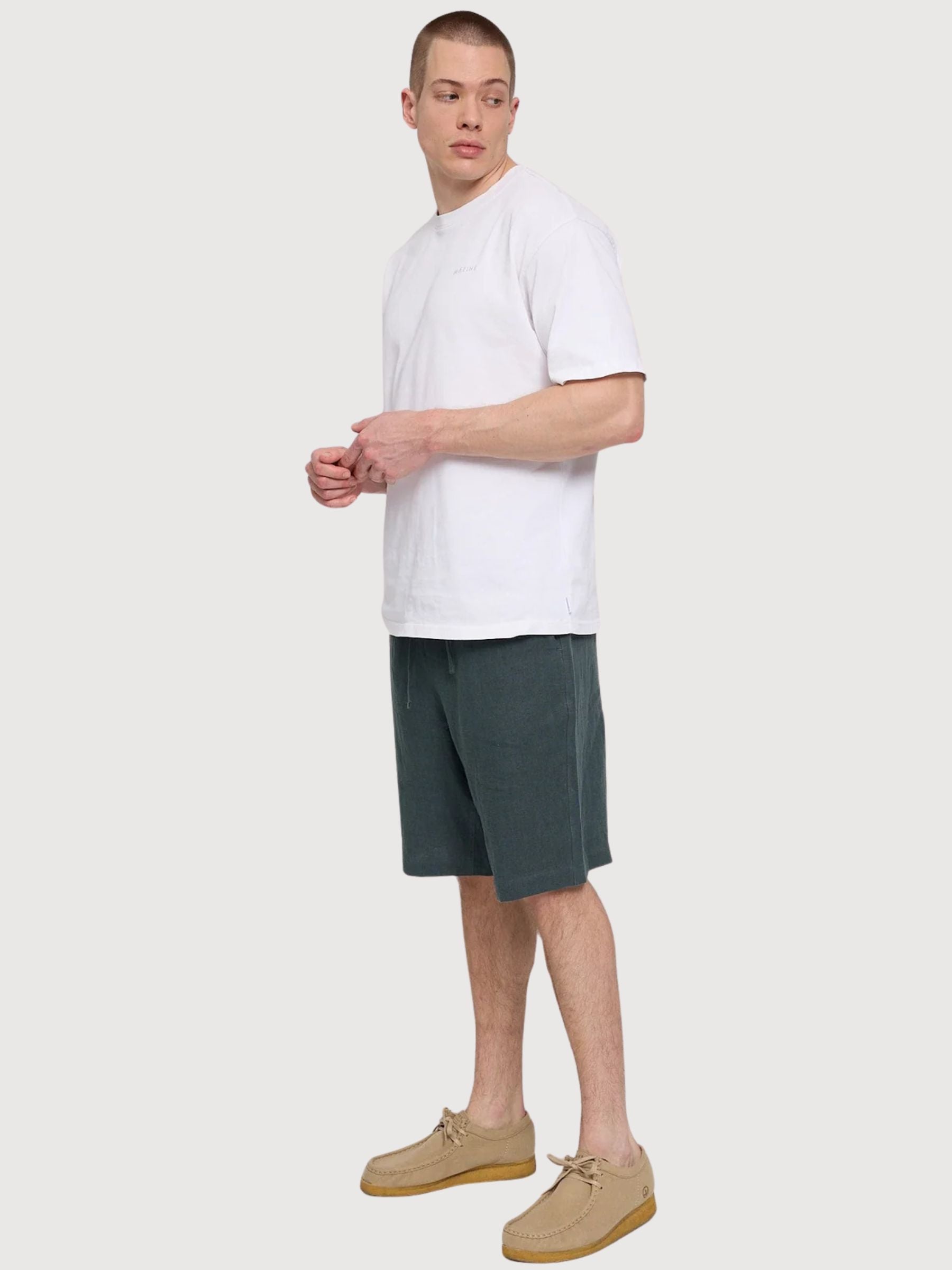 Pantaloncini in lino da uomo con elastico in vita e bottiglia | Mazine