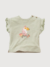 T-Shirt Baby Mädchen Gestreift grün Bio-Baumwolle | People Wear Organic