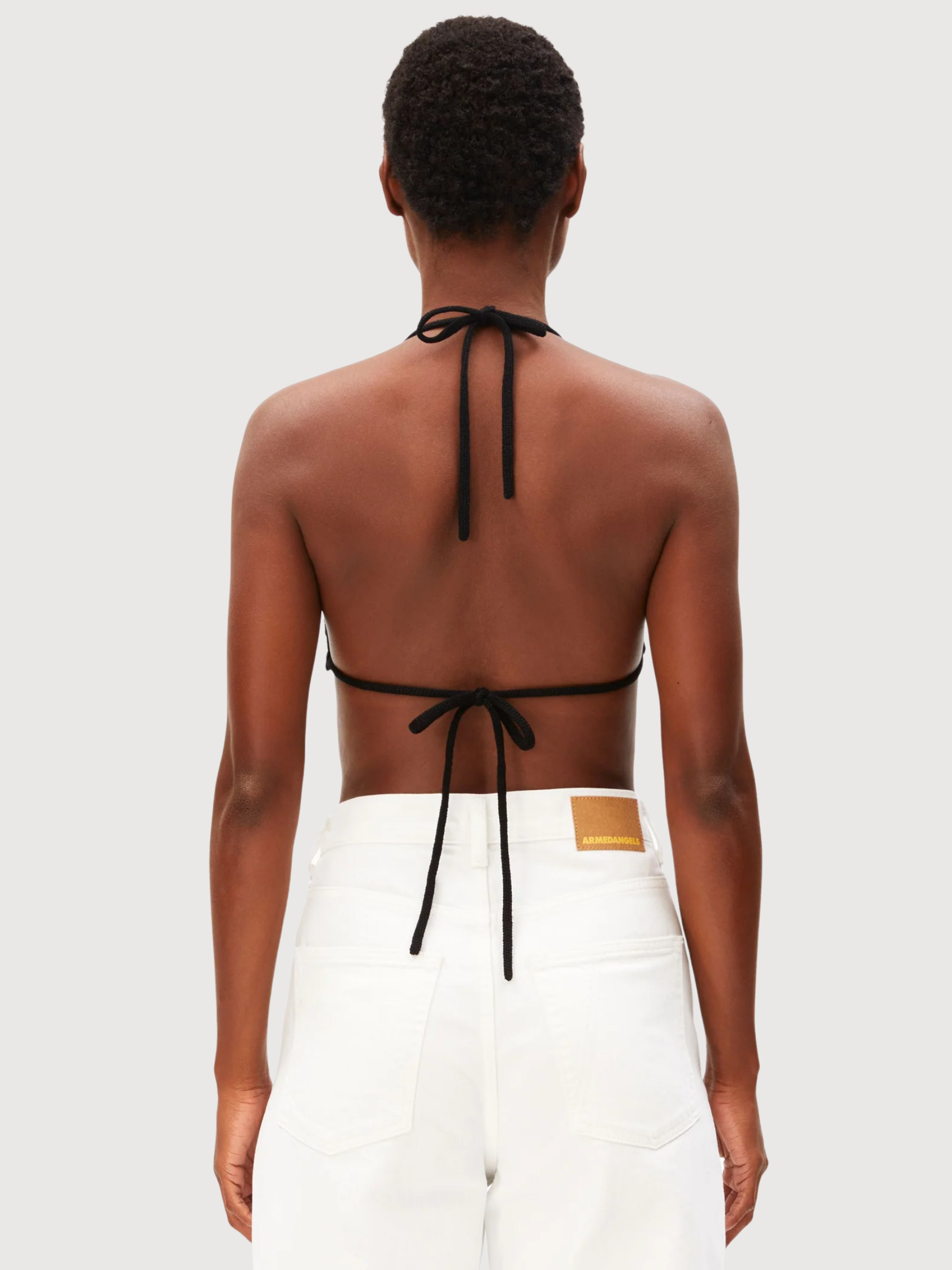 Stripe Bikini Knit Top Undyed Black | Armedangels