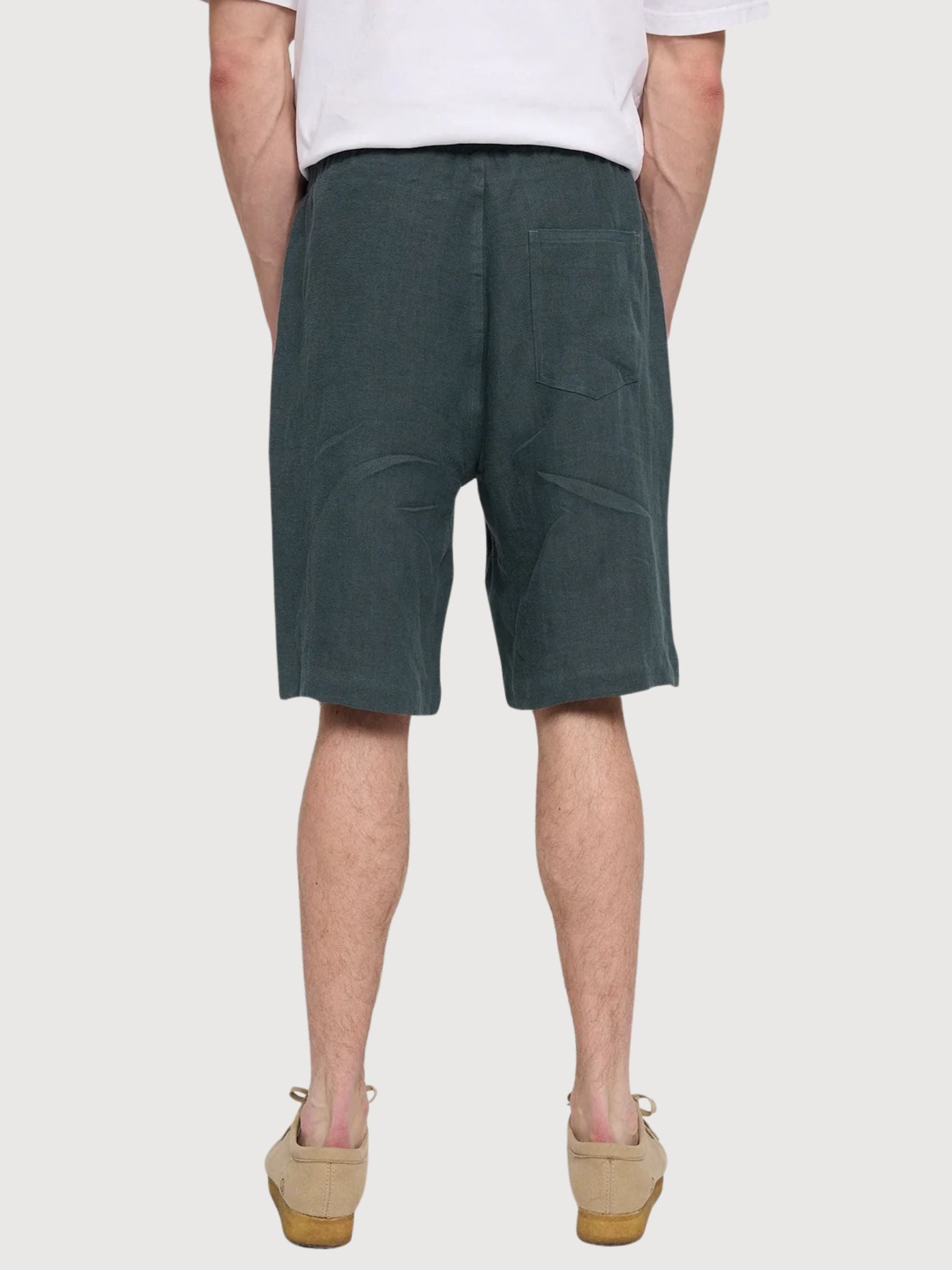 Pantaloncini in lino da uomo con elastico in vita e bottiglia | Mazine