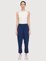 Gerade geschnittene Viskosehose für Damen, Indigo | Mazine