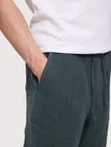 Pantaloncini in lino da uomo con elastico in vita e bottiglia | Mazine