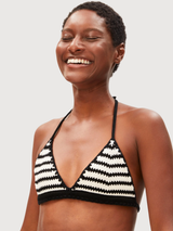 Stripe Bikini Knit Top Undyed Black | Armedangels