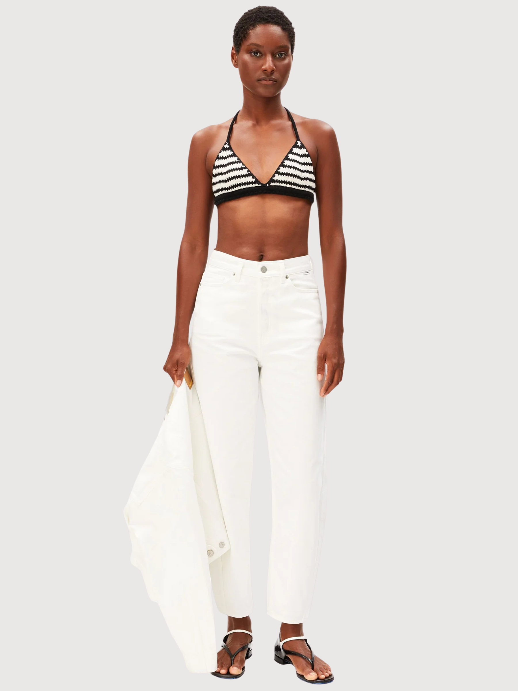 Stripe Bikini Knit Top Undyed Black | Armedangels