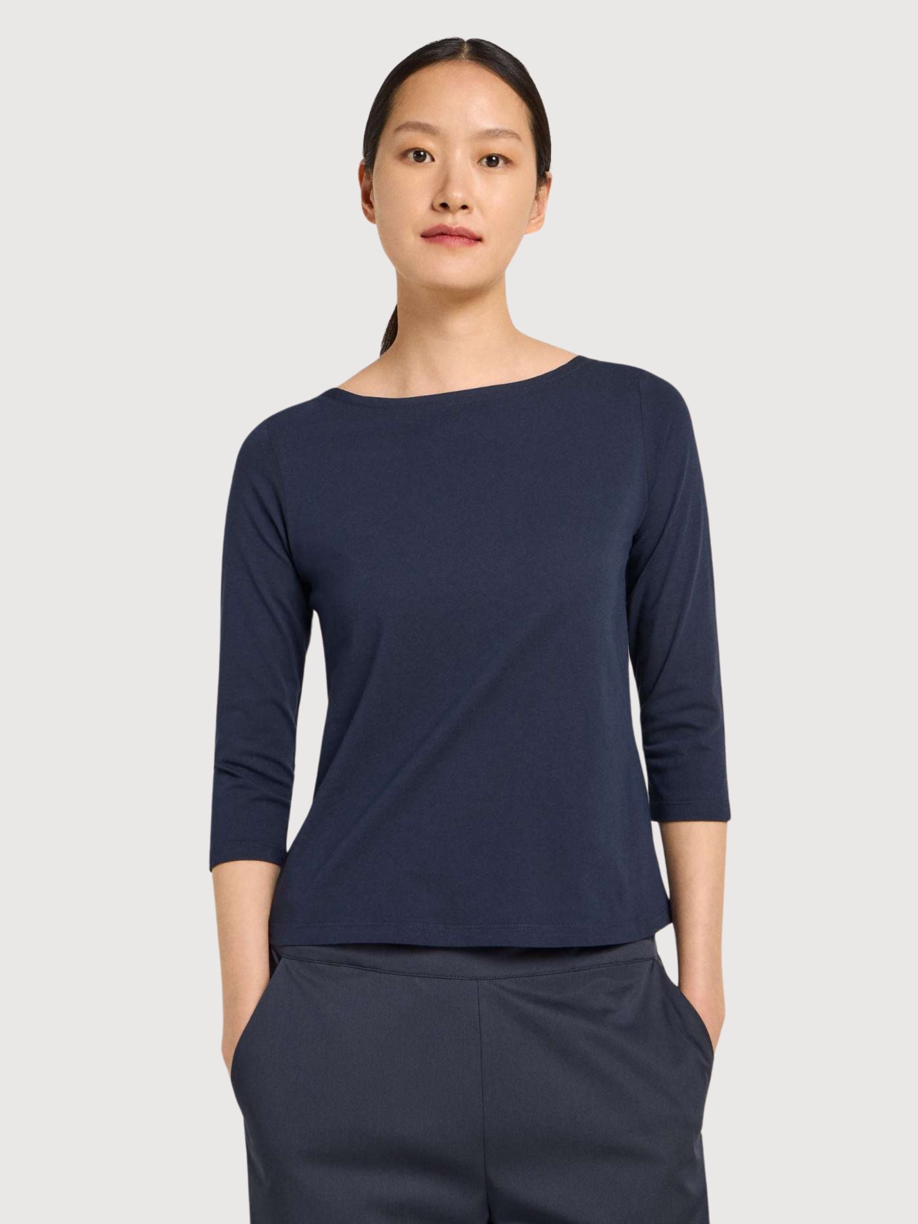 U-Boot Maglietta Maniche 3/4 GOTS Blu Donna | Lanius