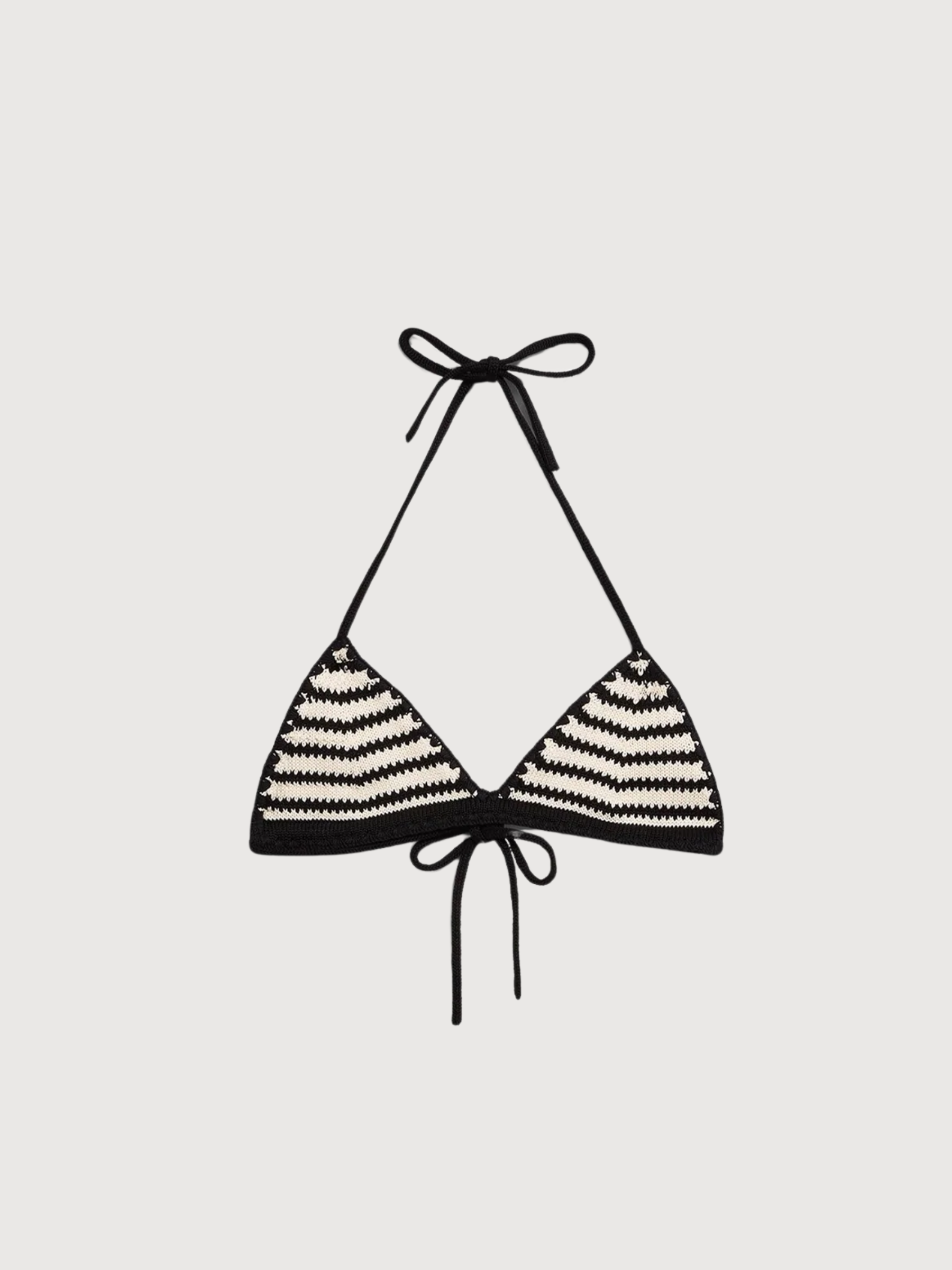 Stripe Bikini Knit Top Undyed Black | Armedangels