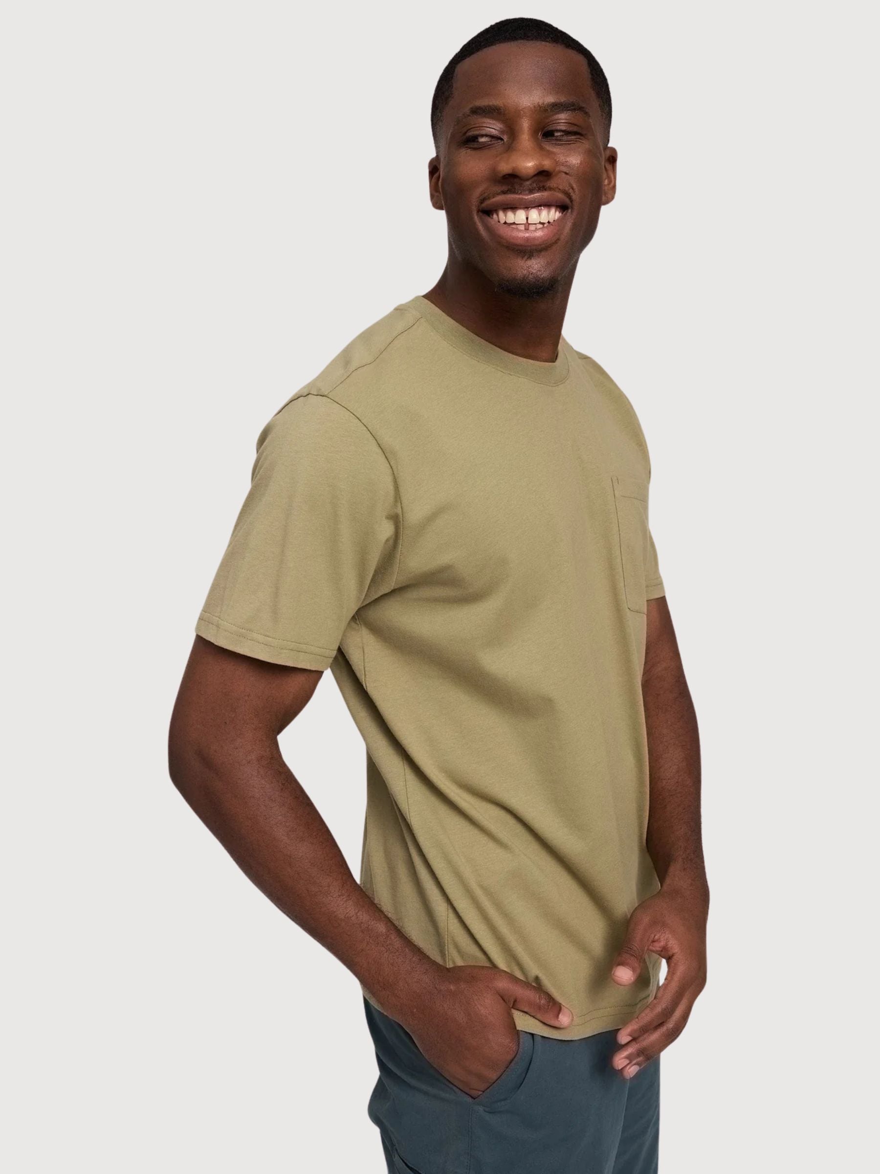 TShirt Chest Pocket Man Olive Gots Cotton | Mazine