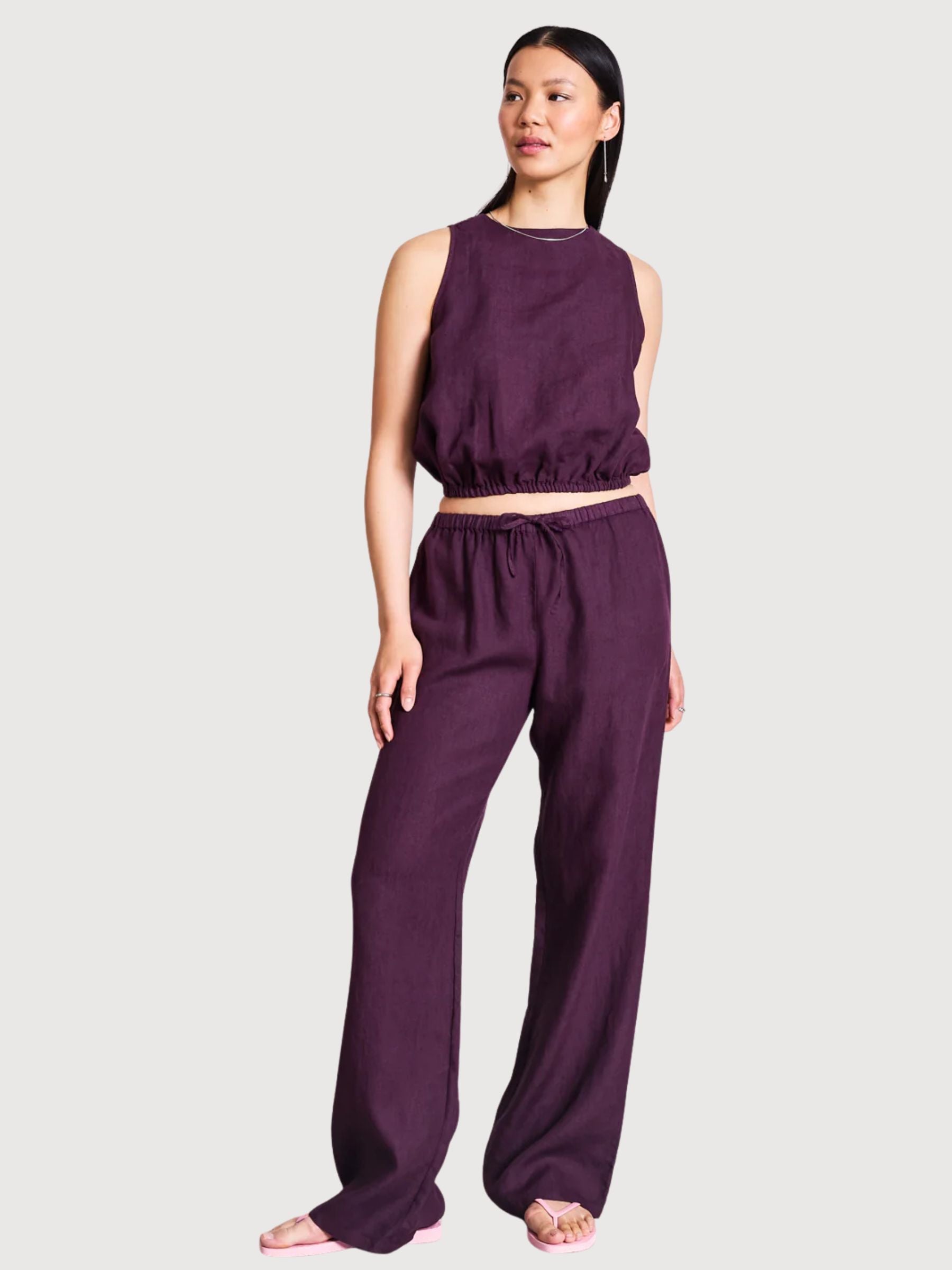 Pantaloni di Lino Sjov Ciliegia Laccato | Jan N June
