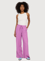 Trouser Drawstring Linen Woman VioletPink | Mazine