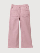Back view of light pink kids' twill trousers with patch pockets, designed for comfort and style.