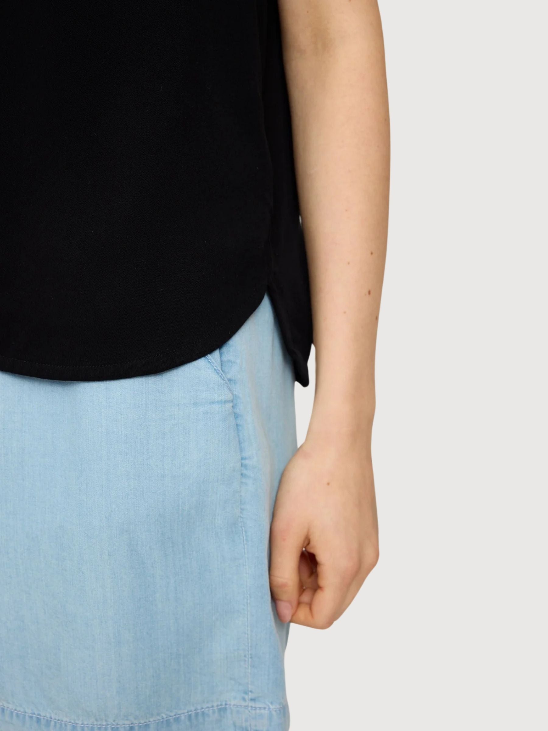 Blouse Crew Neck Black Woman Linen | Mazine