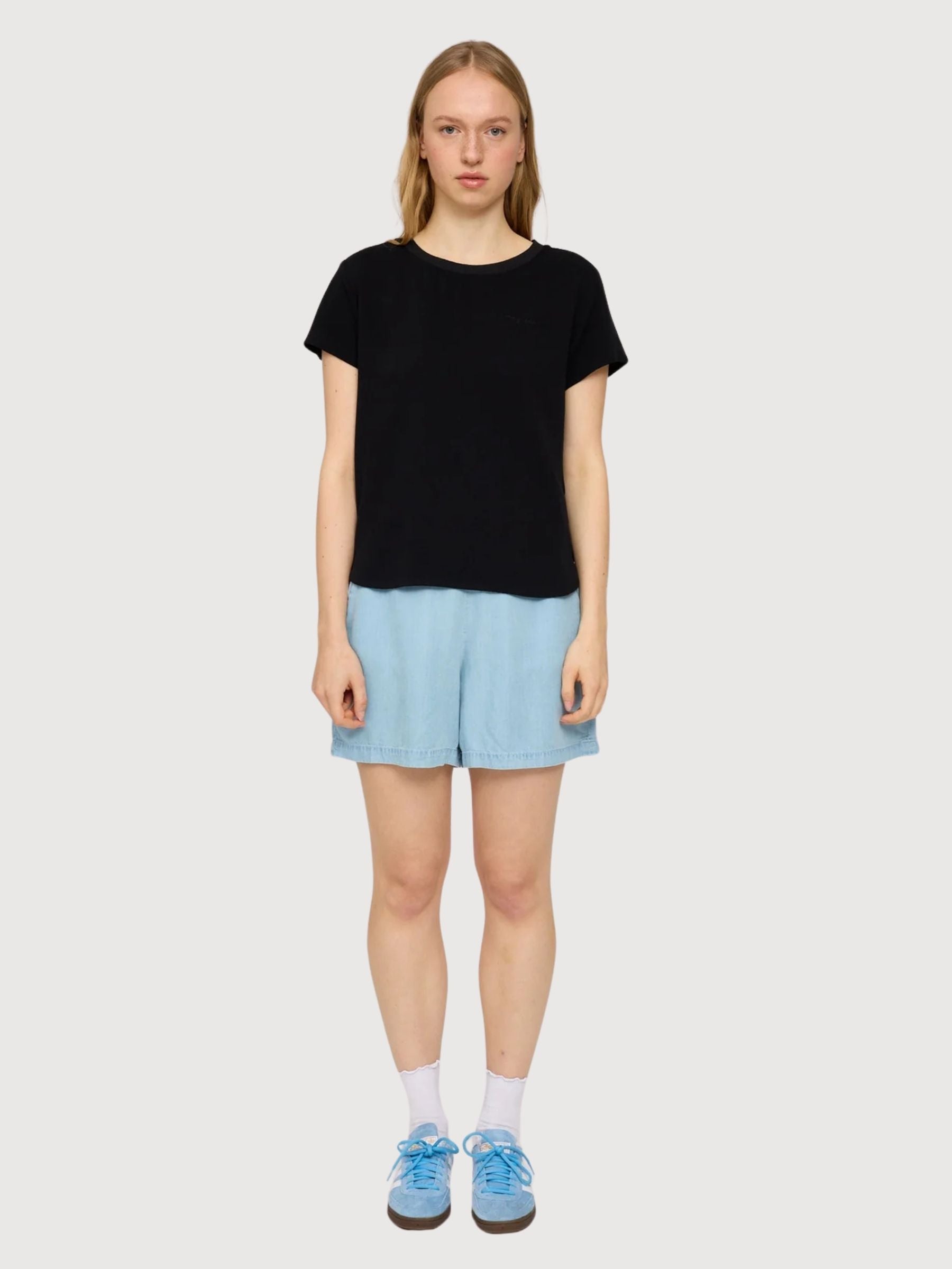 Blouse Crew Neck Black Woman Linen | Mazine