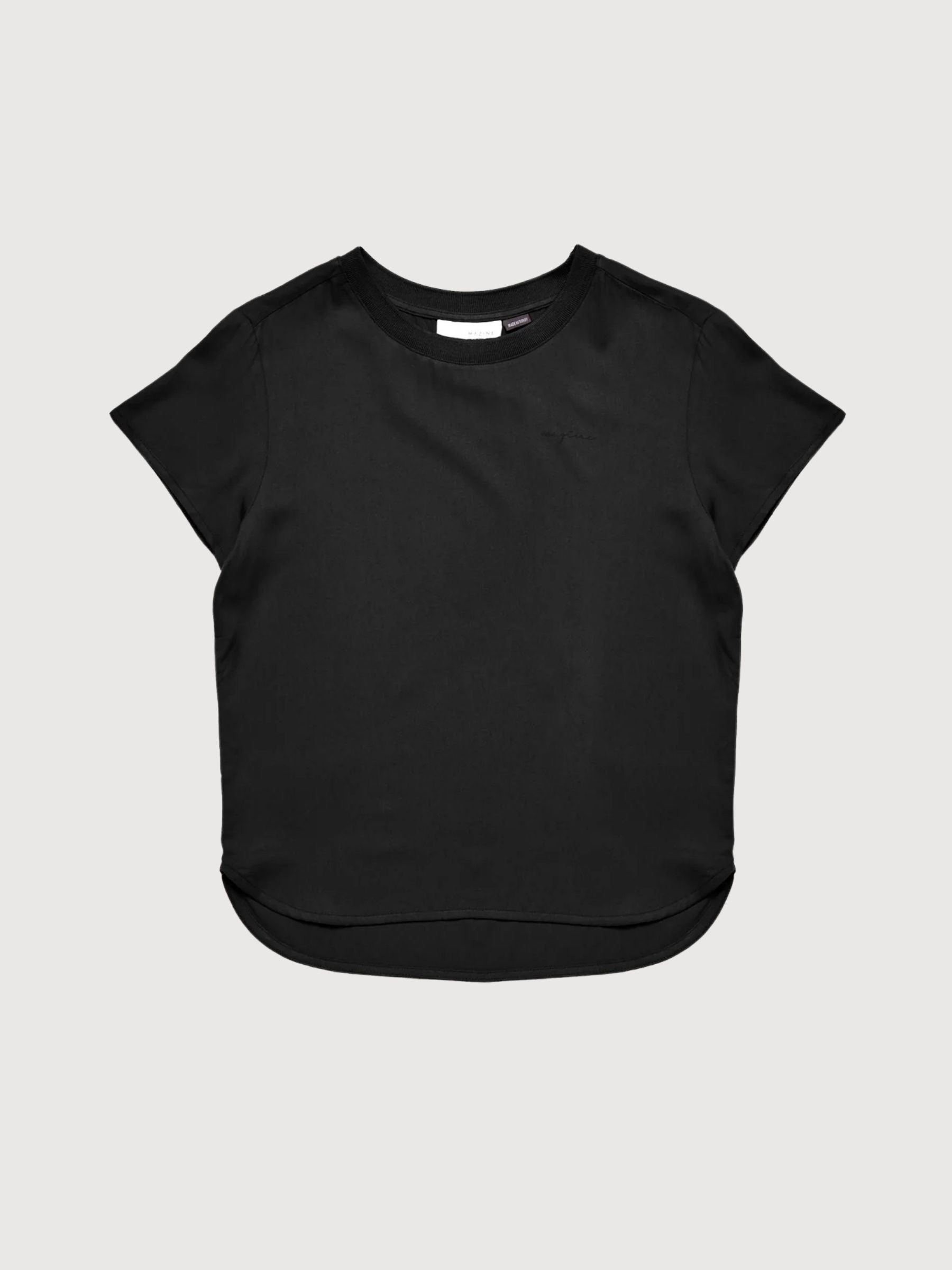 Blouse Crew Neck Black Woman Linen | Mazine