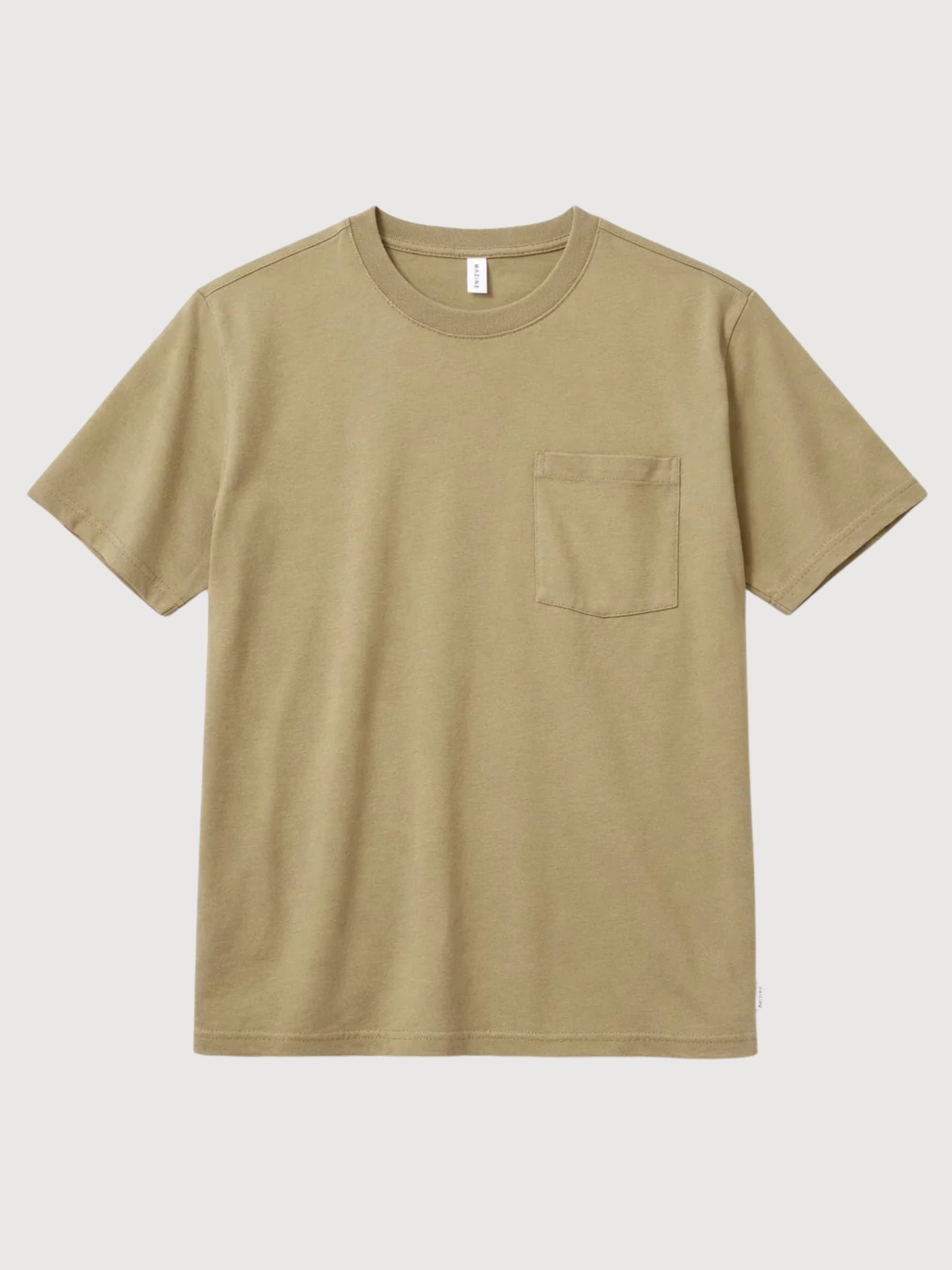 TShirt Chest Pocket Man Olive Gots Cotton | Mazine