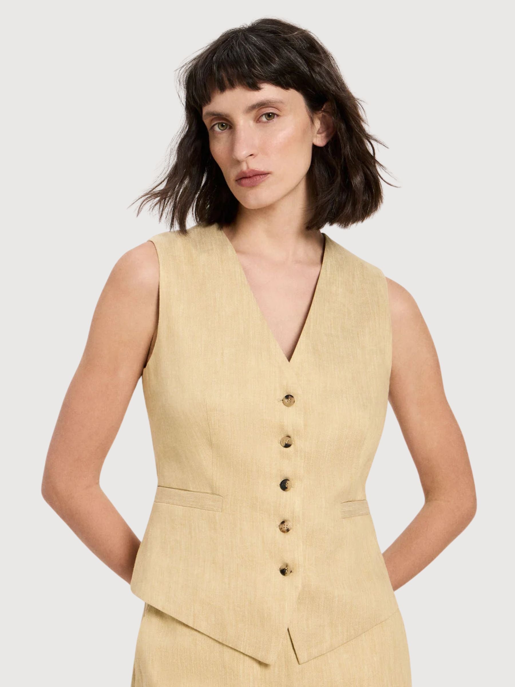 Vest OCS Khaki Linen/Cotton | Lanius
