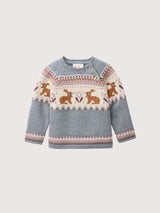 Blue-gray patterned GOTS knit sweater | People Wear Organic