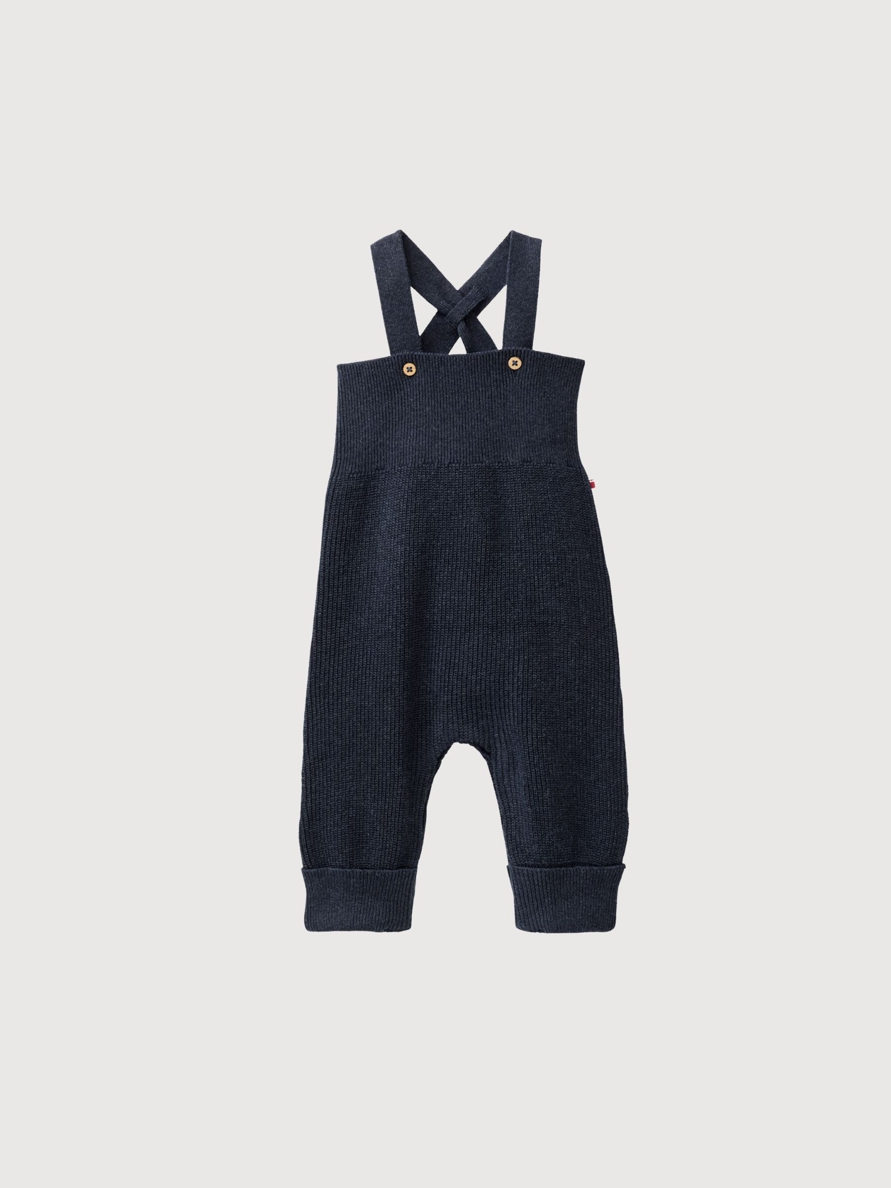 Strick-Latzhose GOTS Dunkelblau Melange | People Wear Organic