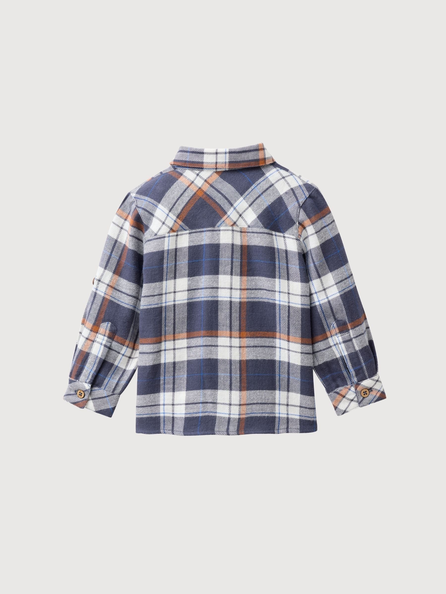 Camicia di flanella GOTS blu scuro a quadri | People Wear Organic