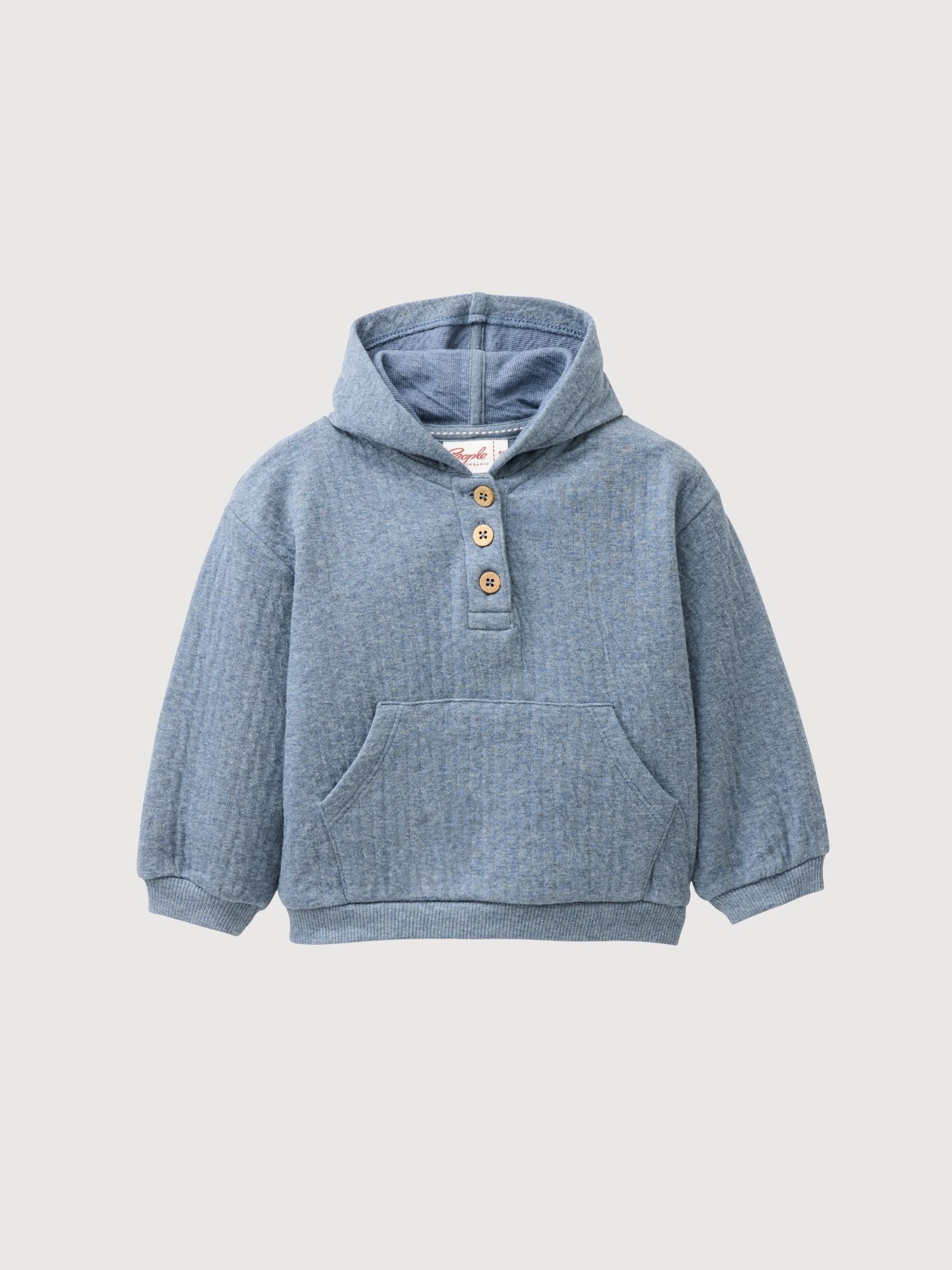 Felpa con cappuccio GOTS Rauchblau Melange | People Wear Organic