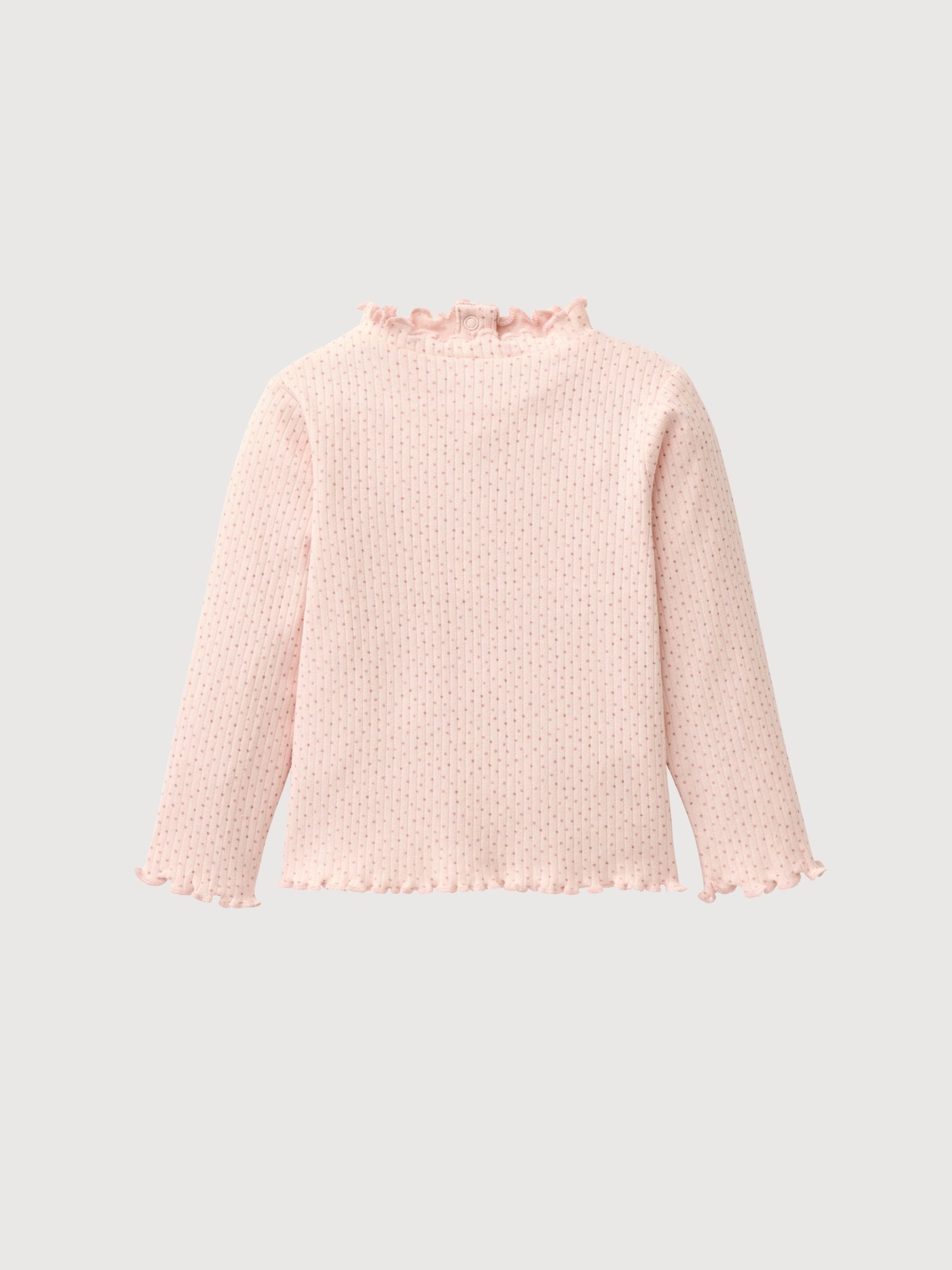 Maglietta a maniche lunghe con colletto rosa per neonati | People Wear Organic