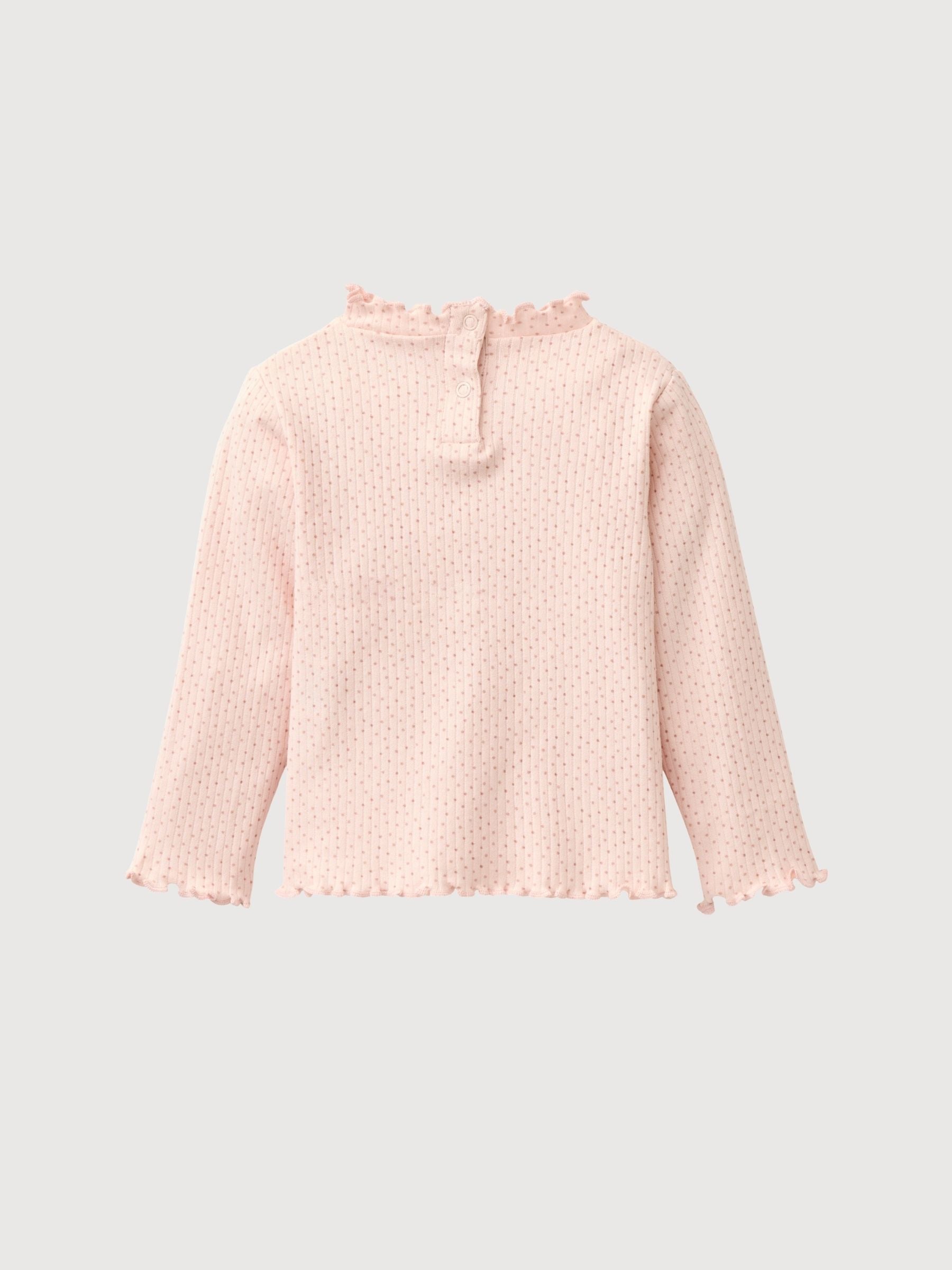 Maglietta a maniche lunghe con colletto rosa per neonati | People Wear Organic