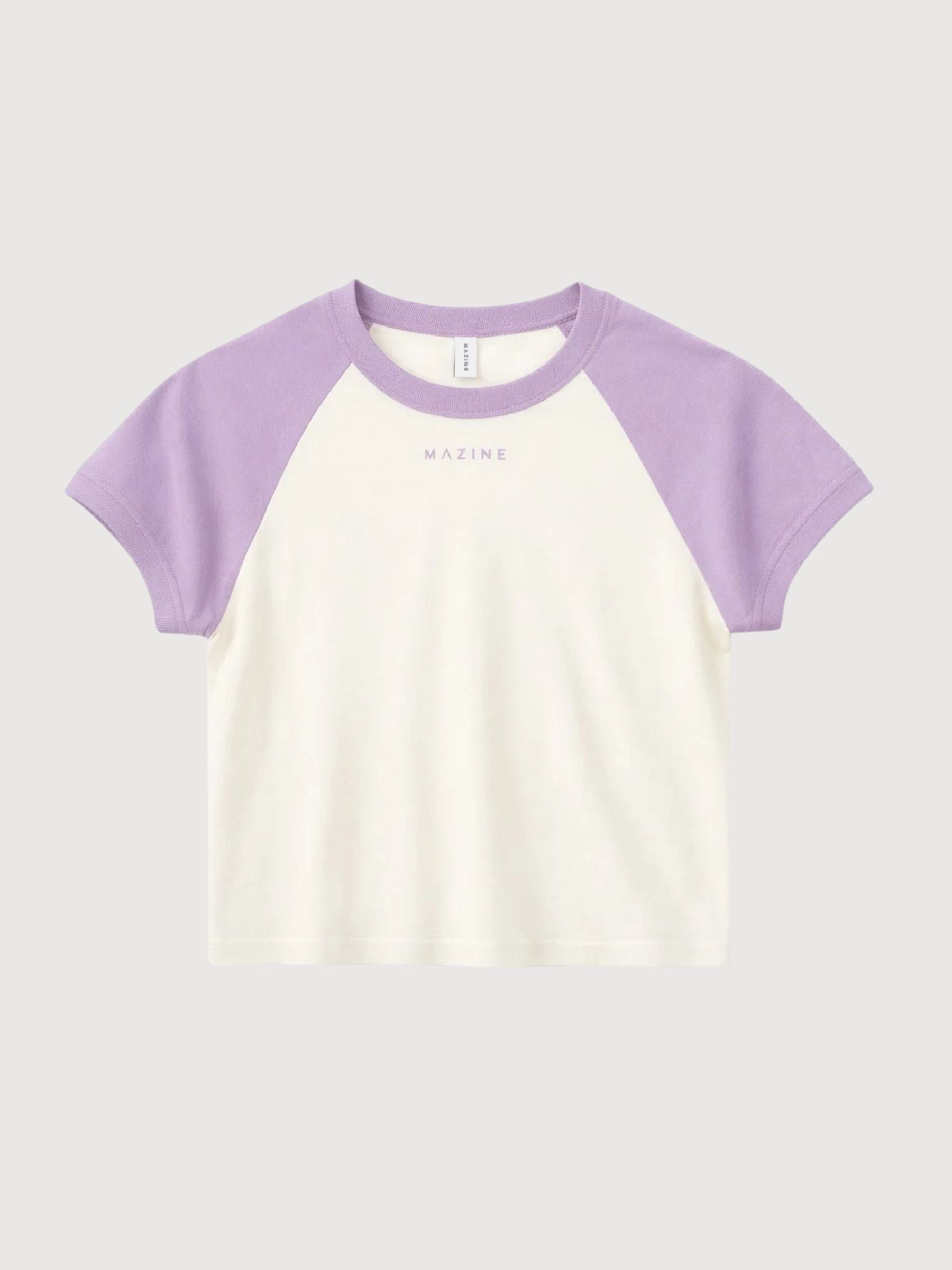 T-Shirt Contrast Sleeves Orchid/Offwhite  | Mazine