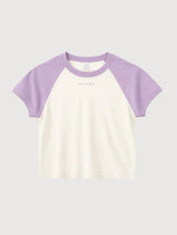 T-Shirt Contrast Sleeves Orchid/Offwhite  | Mazine
