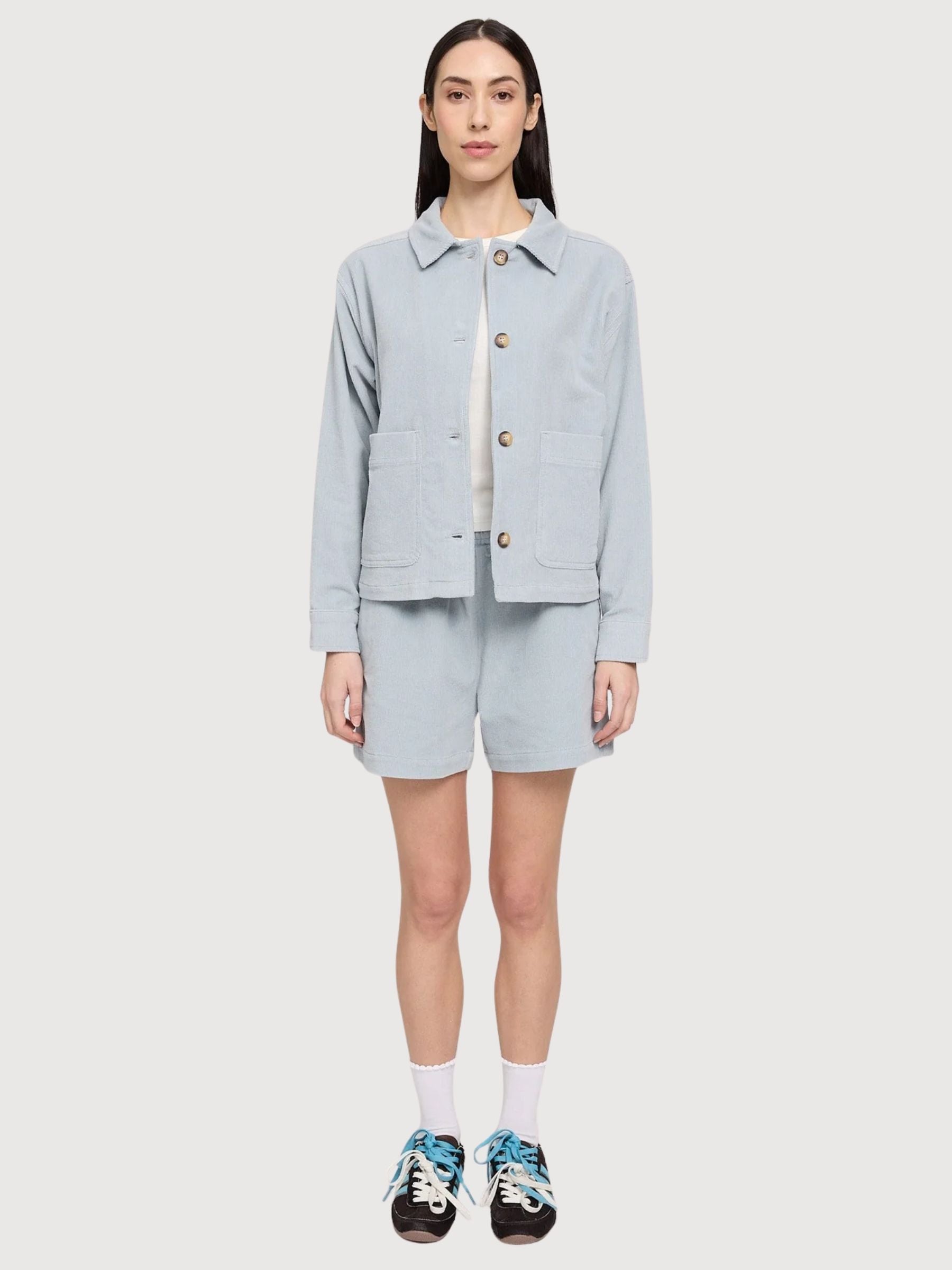 Cordjacke für Damen, Baumwolle, Perlblau | Mazine
