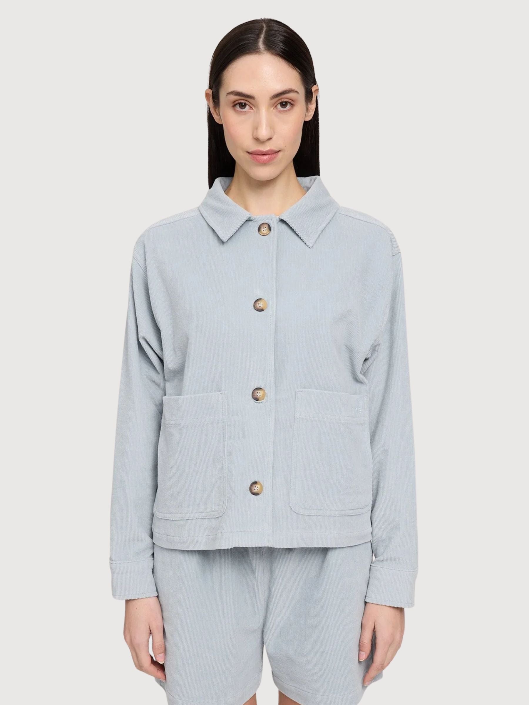 Cordjacke für Damen, Baumwolle, Perlblau | Mazine
