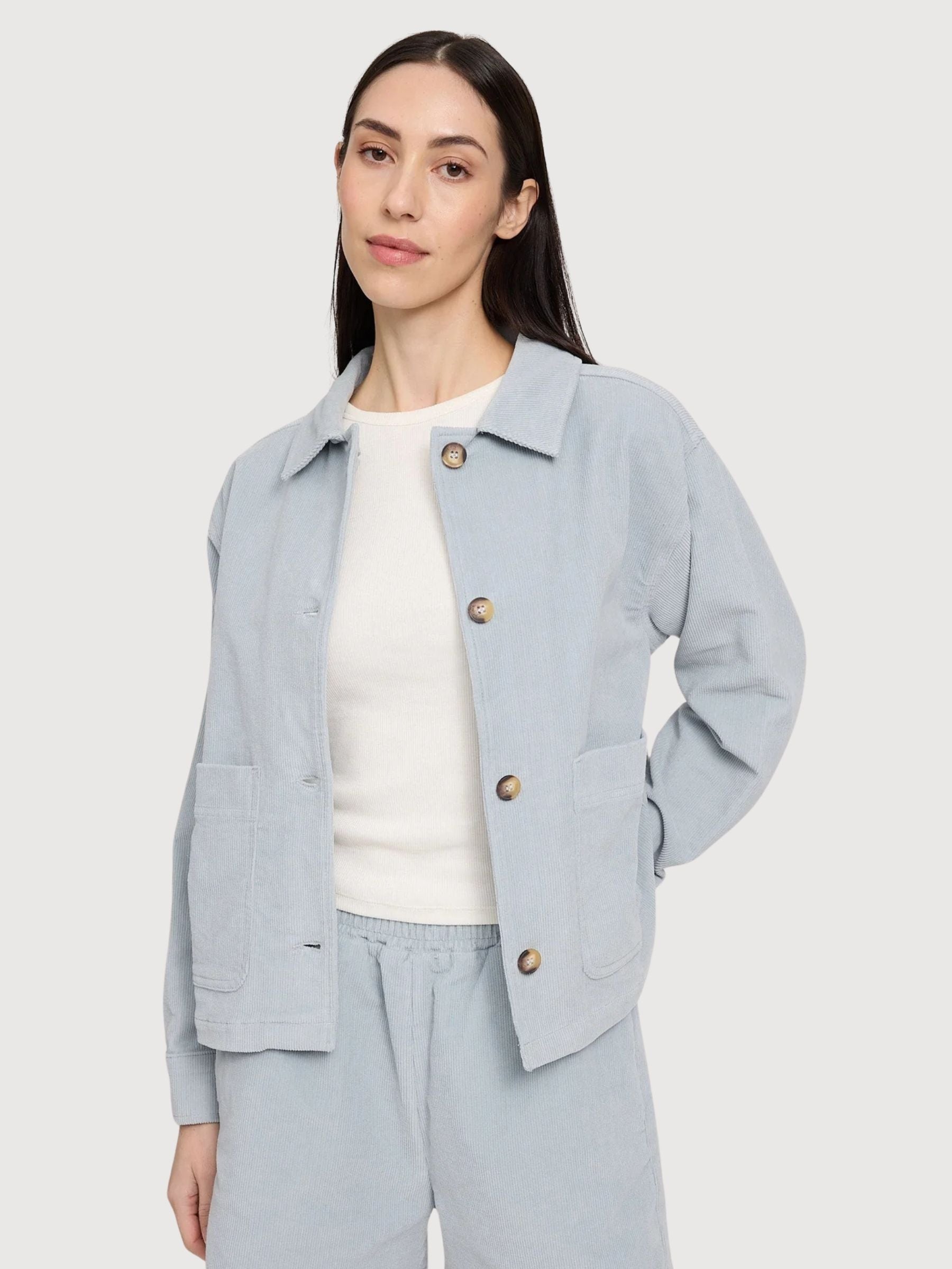 Cordjacke für Damen, Baumwolle, Perlblau | Mazine