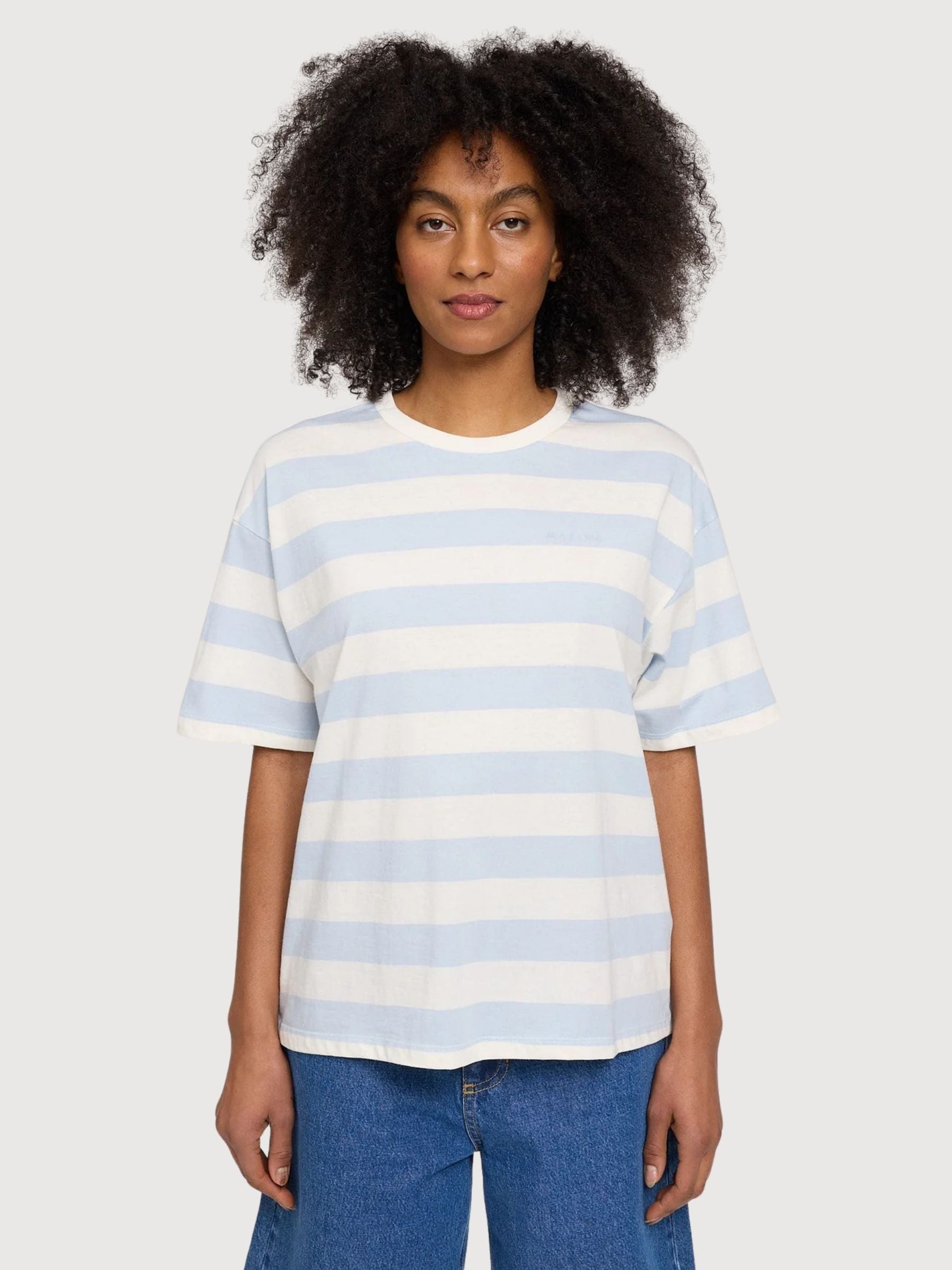 T-Shirt Bold Striped Woman Pastel Blue/white | Mazine