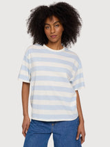T-Shirt Bold Striped Woman Pastel Blue/white | Mazine