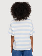 T-Shirt Bold Striped Woman Pastel Blue/white | Mazine