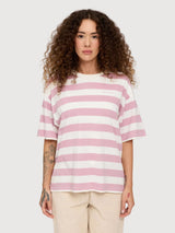 T-Shirt Bold Striped Woman Orchid/white | Mazine