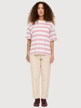 T-Shirt Bold Striped Woman Orchid/white | Mazine