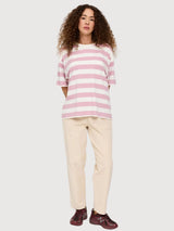 T-Shirt Bold Striped Woman Orchid/white | Mazine