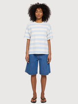T-Shirt Bold Striped Woman Pastel Blue/white | Mazine