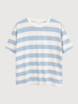T-Shirt Bold Striped Woman Pastel Blue/white | Mazine