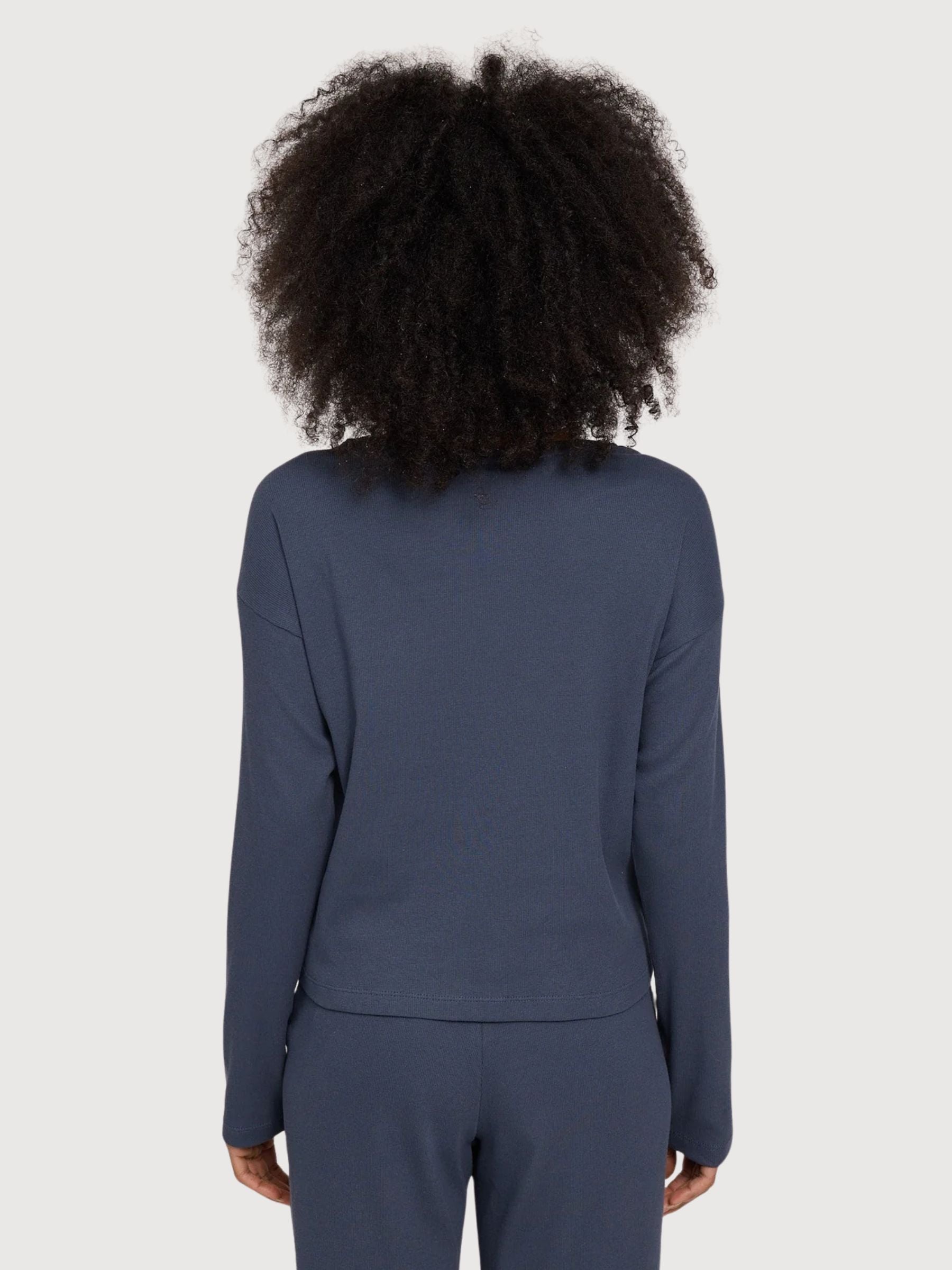 Longsleeve Striped Rib Woman Ink Blue | Mazine