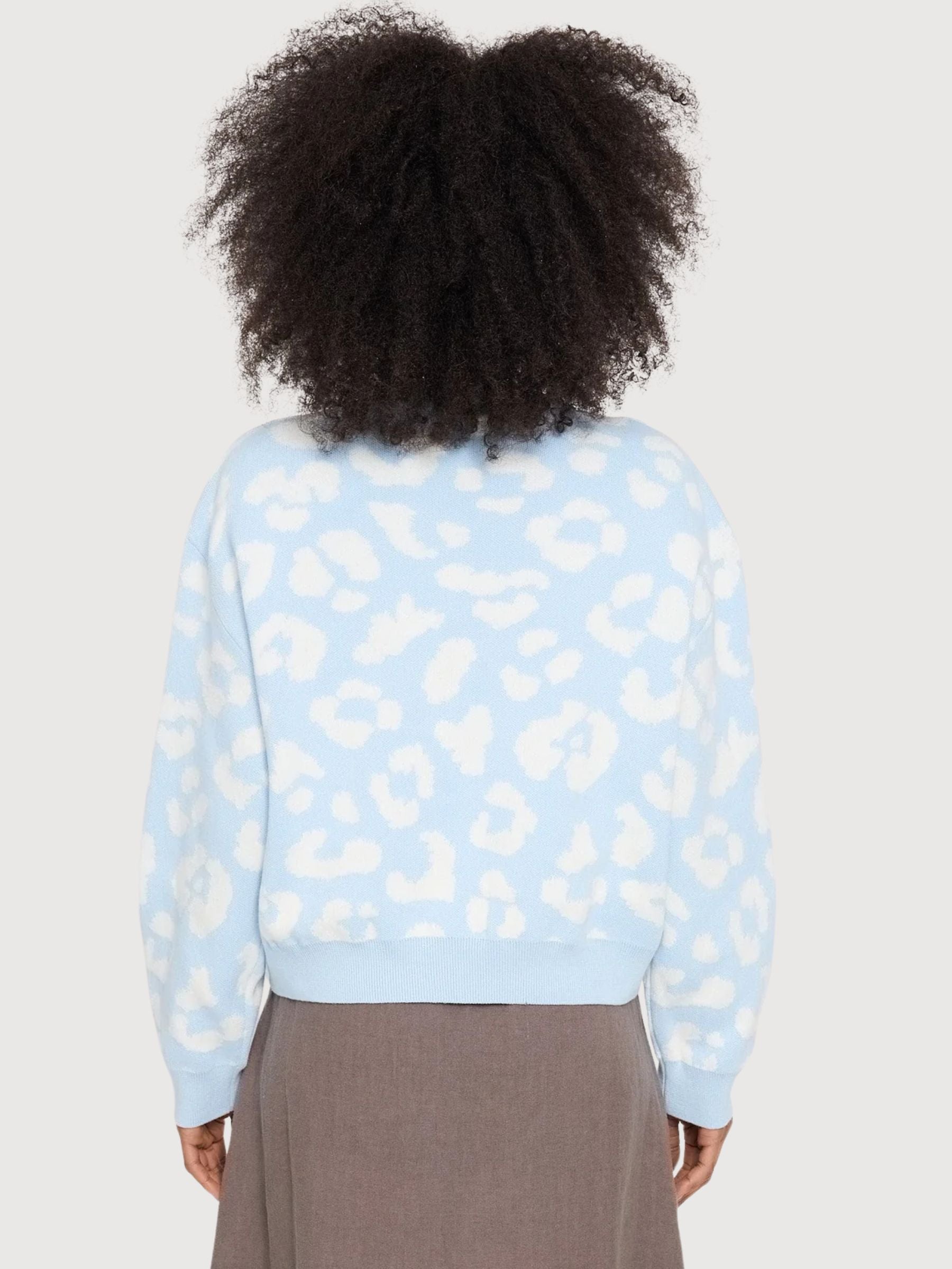 Pullover Leo Jacquard  Dream Blue/White | Mazine