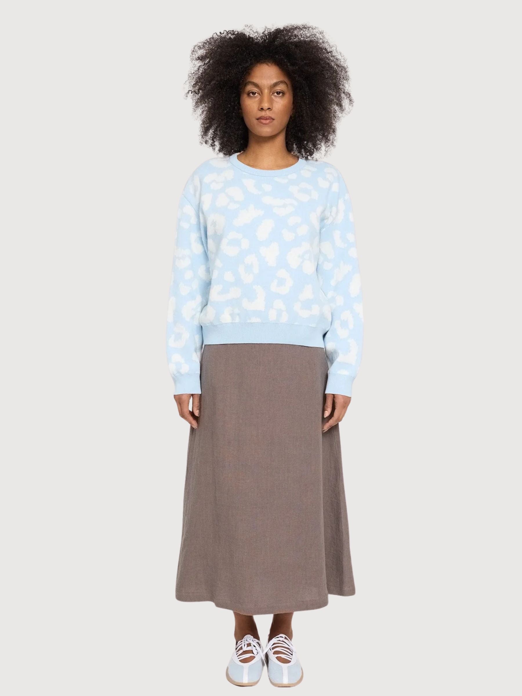 Pullover Leo Jacquard  Dream Blue/White | Mazine
