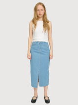 Denim Skirt Maxi Cotton Light Blue Wash | Mazine